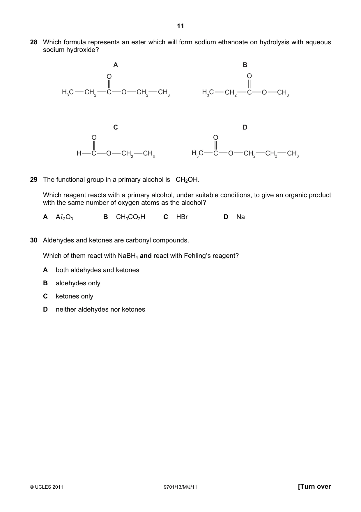 Cambridge A Level Chemistry 9701 2011 May/June Paper 1 · Variant 3 question paper, page 11 of 16
