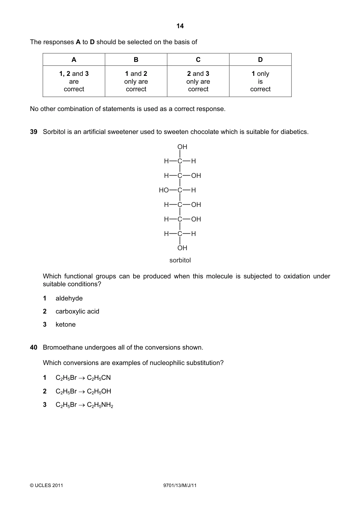 Cambridge A Level Chemistry 9701 2011 May/June Paper 1 · Variant 3 question paper, page 14 of 16