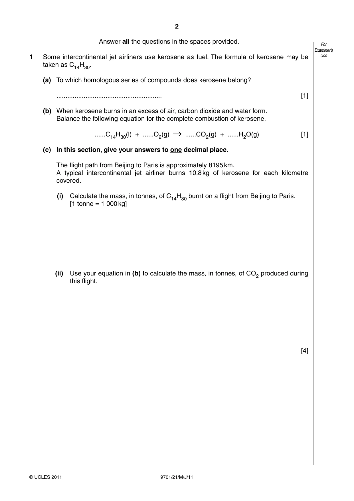 Cambridge A Level Chemistry 9701 2011 May/June Paper 2 · Variant 1 question paper, page 2 of 12