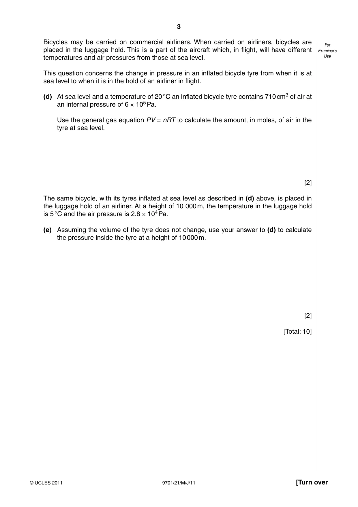 Cambridge A Level Chemistry 9701 2011 May/June Paper 2 · Variant 1 question paper, page 3 of 12