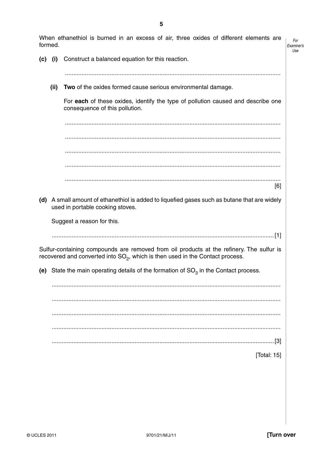 Cambridge A Level Chemistry 9701 2011 May/June Paper 2 · Variant 1 question paper, page 5 of 12