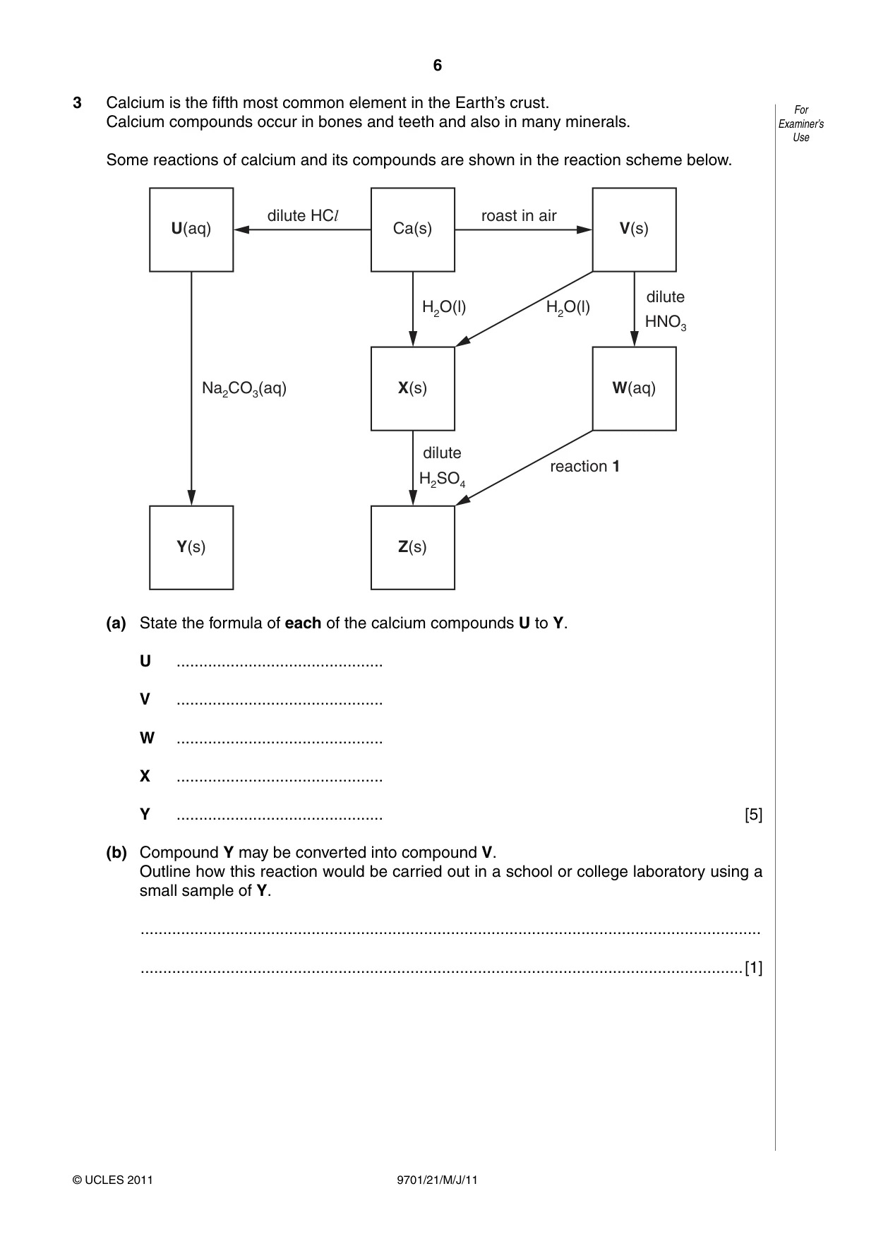 Cambridge A Level Chemistry 9701 2011 May/June Paper 2 · Variant 1 question paper, page 6 of 12
