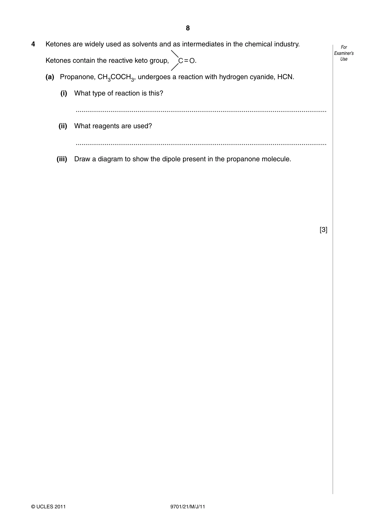 Cambridge A Level Chemistry 9701 2011 May/June Paper 2 · Variant 1 question paper, page 8 of 12