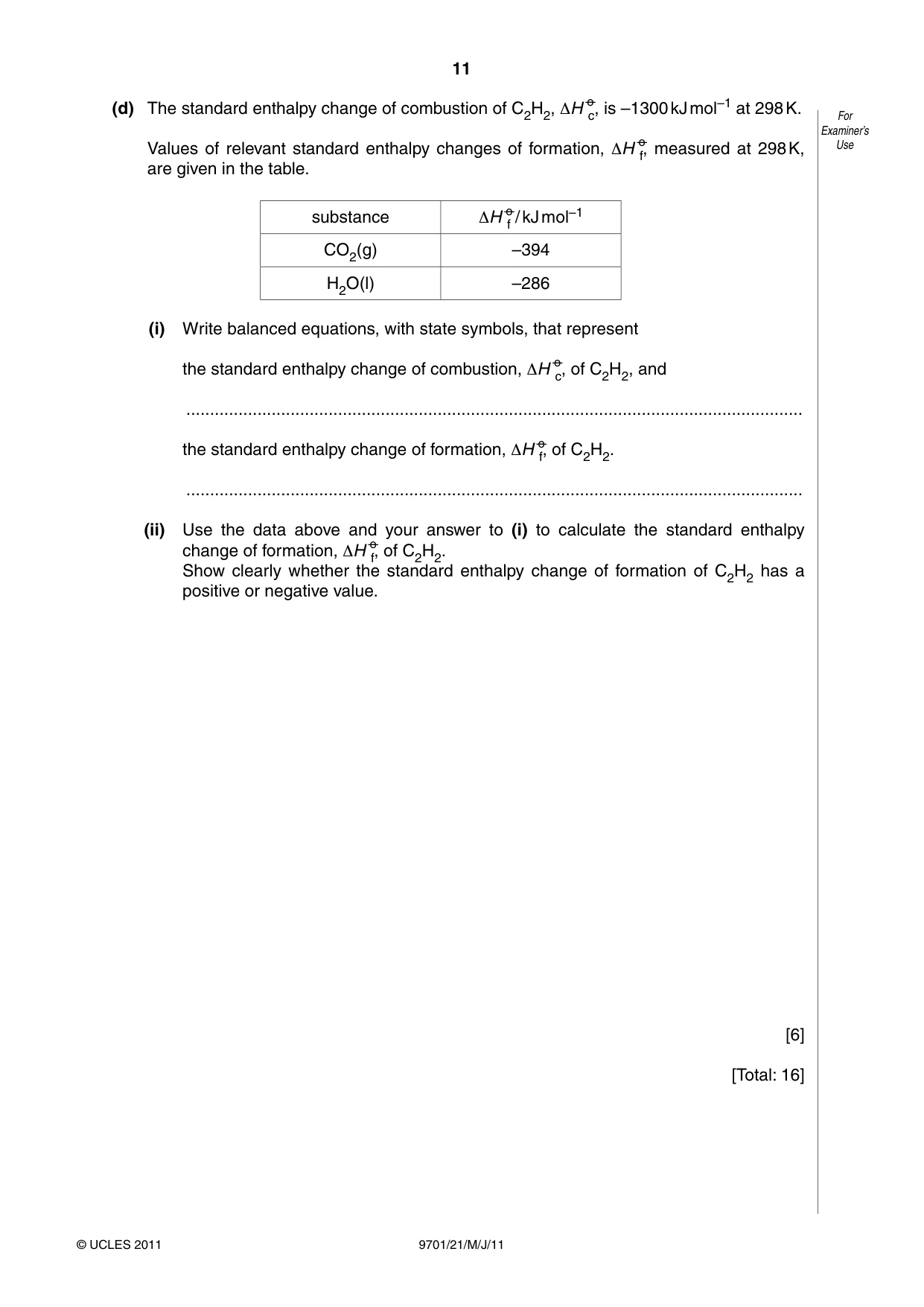 Cambridge A Level Chemistry 9701 2011 May/June Paper 2 · Variant 1 question paper, page 11 of 12