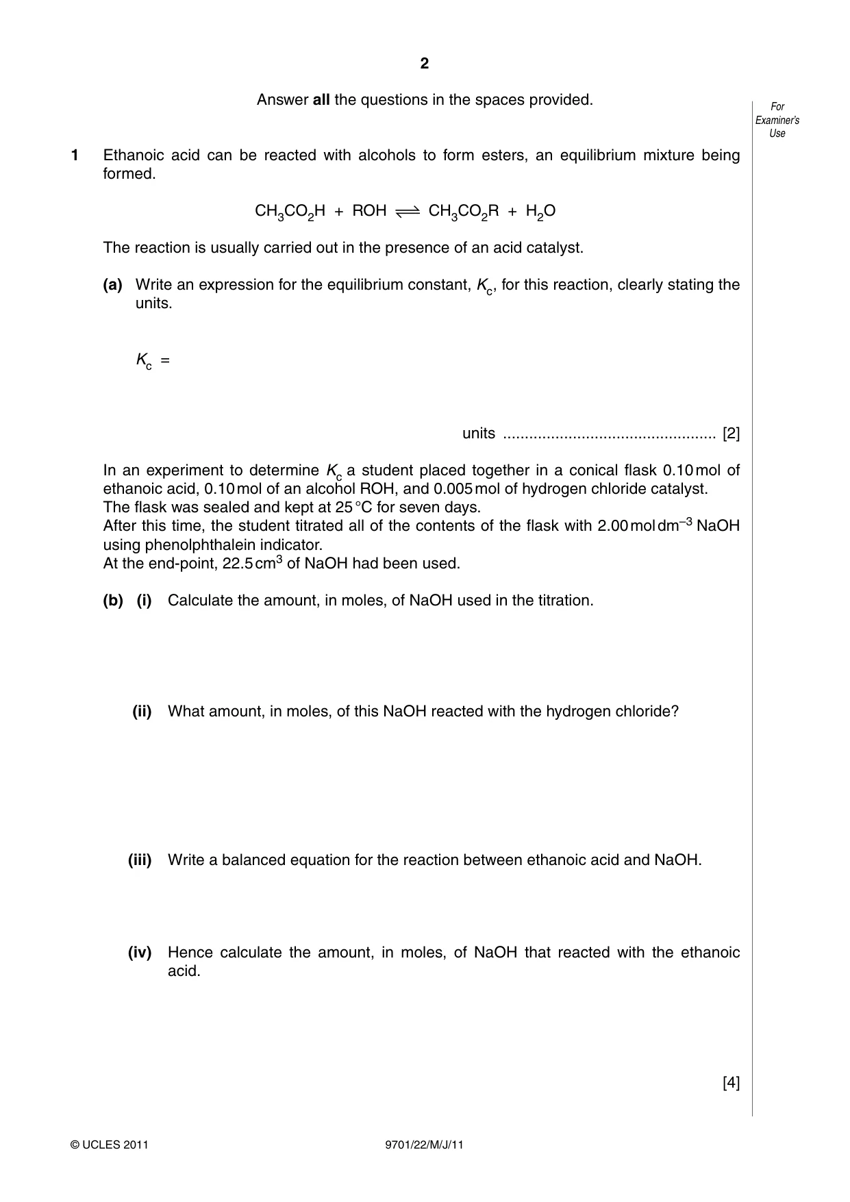 Cambridge A Level Chemistry 9701 2011 May/June Paper 2 · Variant 2 question paper, page 2 of 12