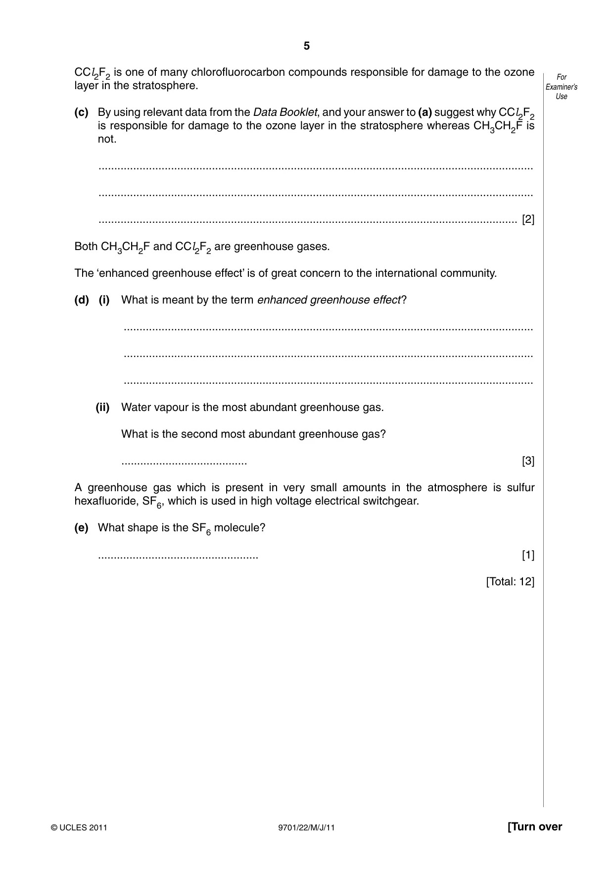 Cambridge A Level Chemistry 9701 2011 May/June Paper 2 · Variant 2 question paper, page 5 of 12