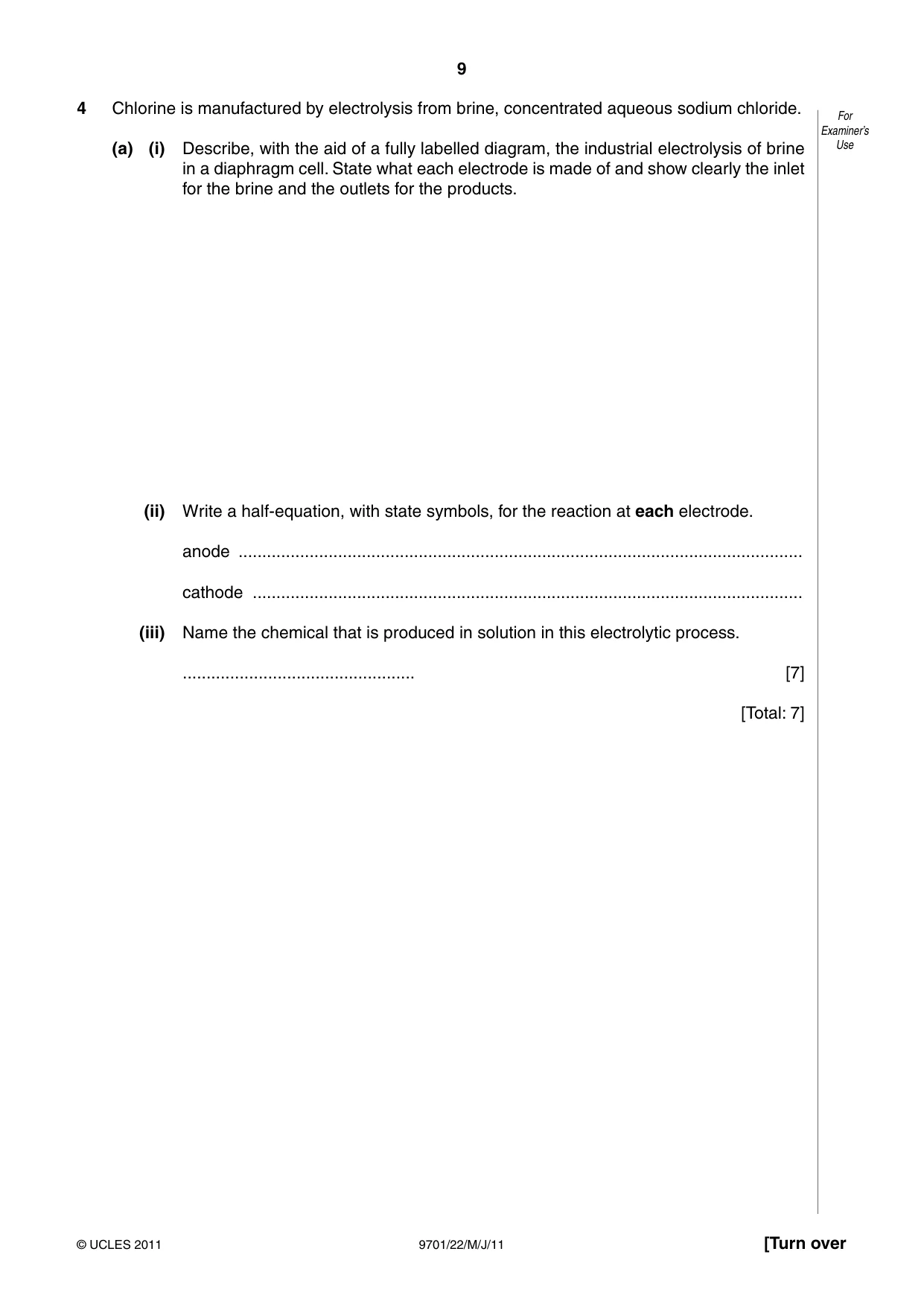 Cambridge A Level Chemistry 9701 2011 May/June Paper 2 · Variant 2 question paper, page 9 of 12