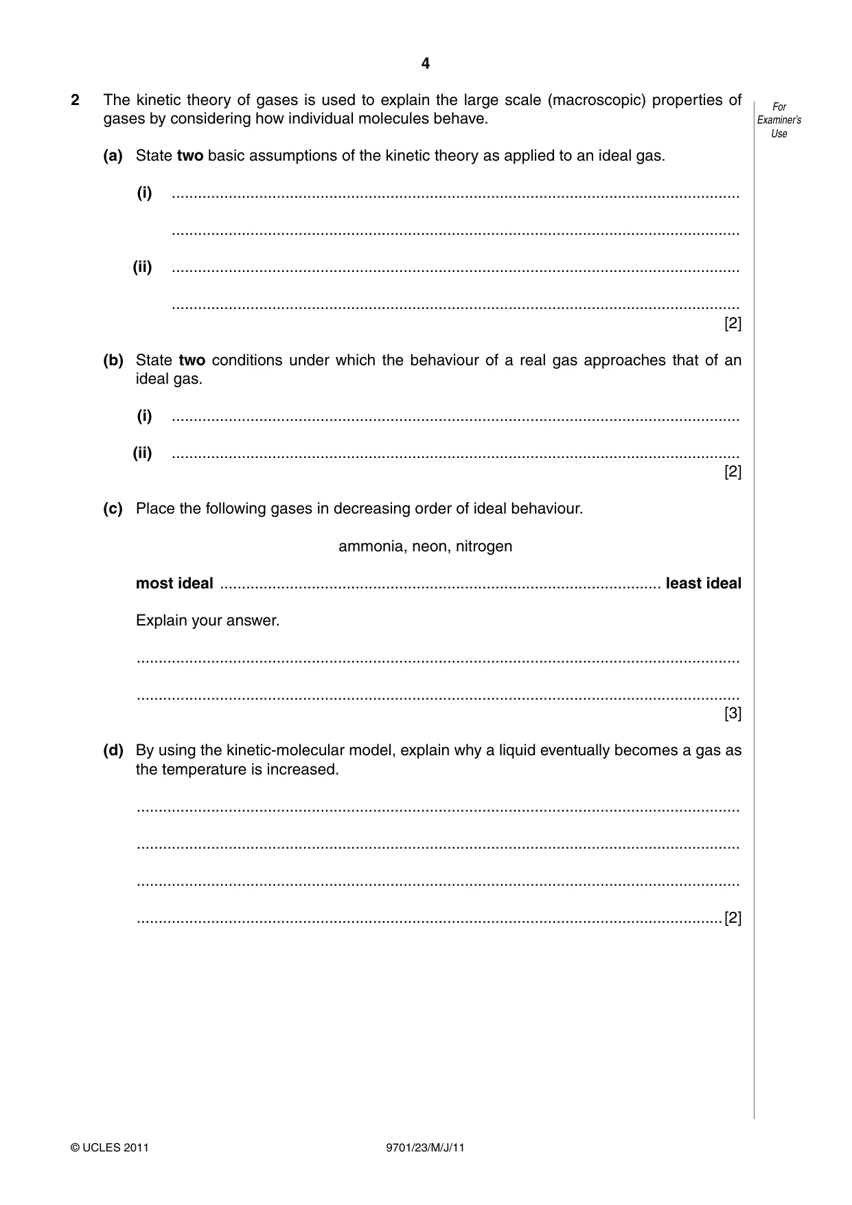 Cambridge A Level Chemistry 9701 2011 May/June Paper 2 · Variant 3 question paper, page 4 of 12