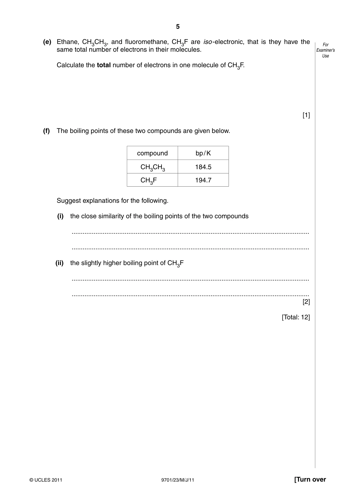 Cambridge A Level Chemistry 9701 2011 May/June Paper 2 · Variant 3 question paper, page 5 of 12