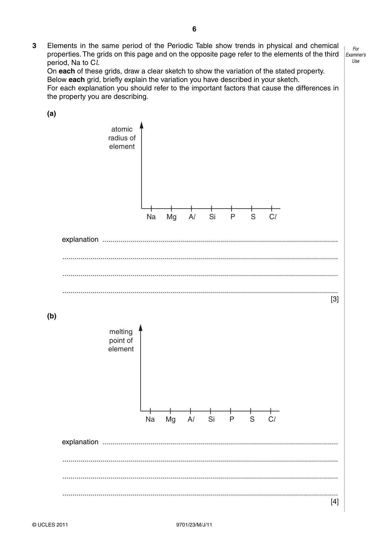 Cambridge A Level Chemistry 9701 2011 May/June Paper 2 · Variant 3 question paper, page 6 of 12