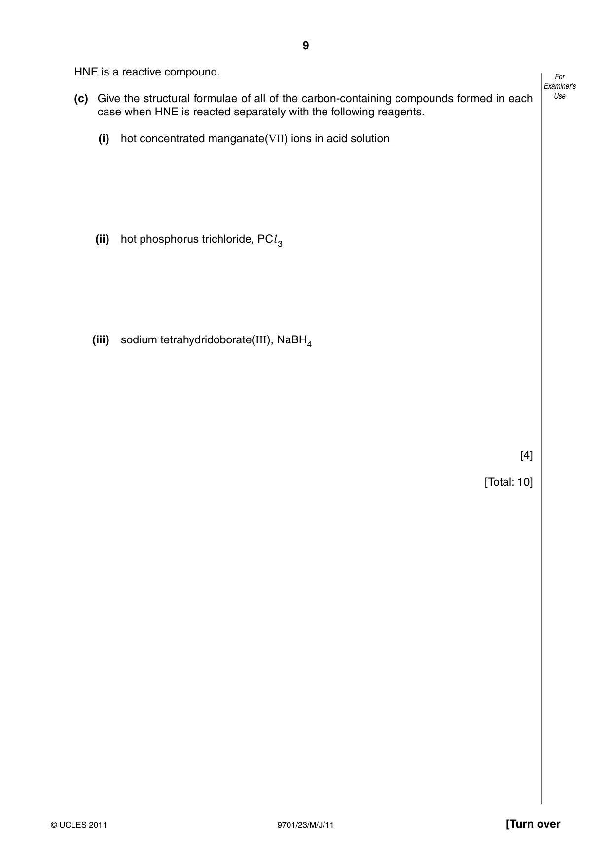 Cambridge A Level Chemistry 9701 2011 May/June Paper 2 · Variant 3 question paper, page 9 of 12