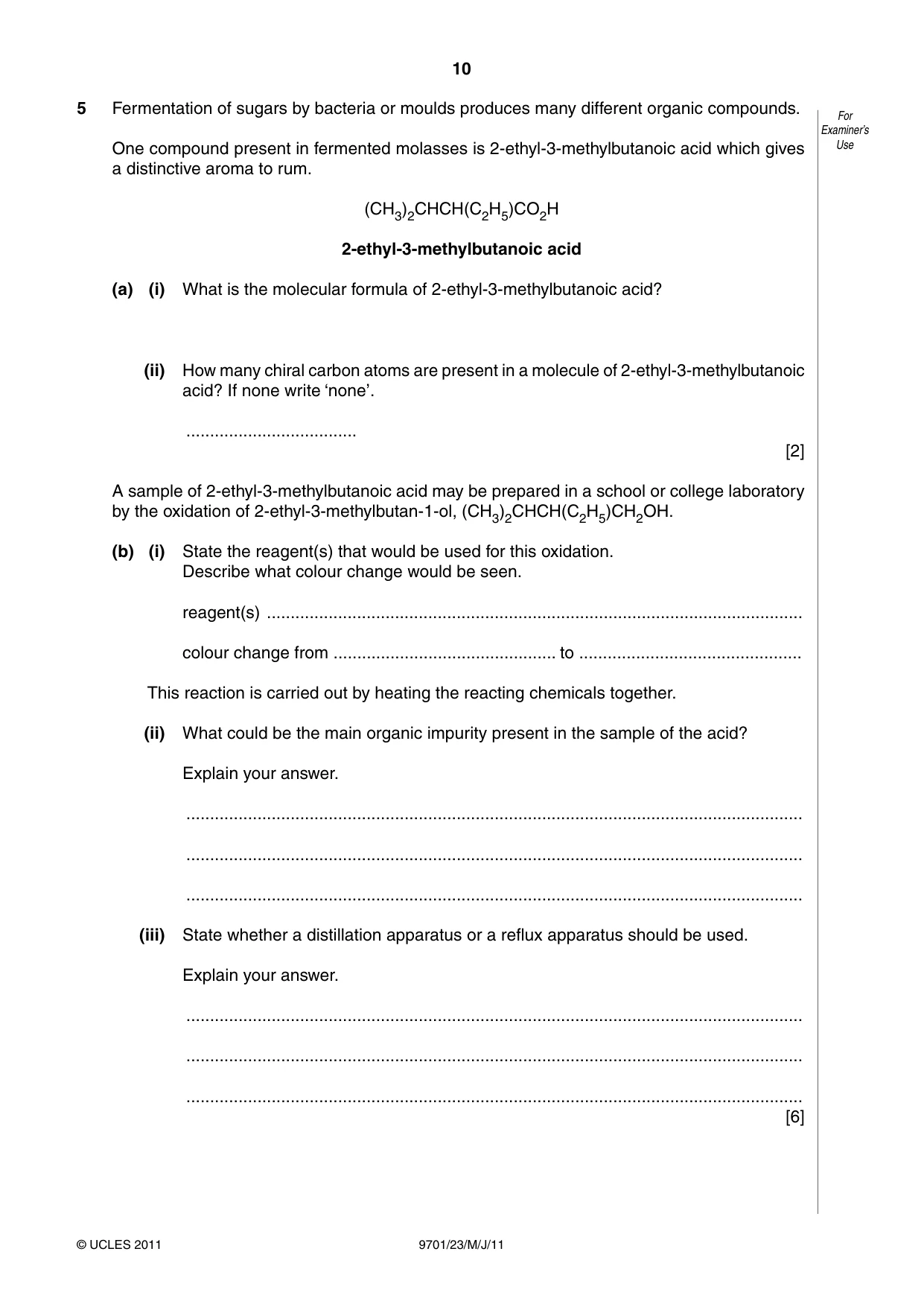 Cambridge A Level Chemistry 9701 2011 May/June Paper 2 · Variant 3 question paper, page 10 of 12