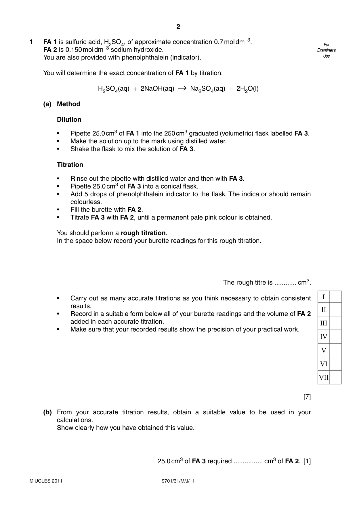 Cambridge A Level Chemistry 9701 2011 May/June Paper 3 · Variant 1 question paper, page 2 of 12
