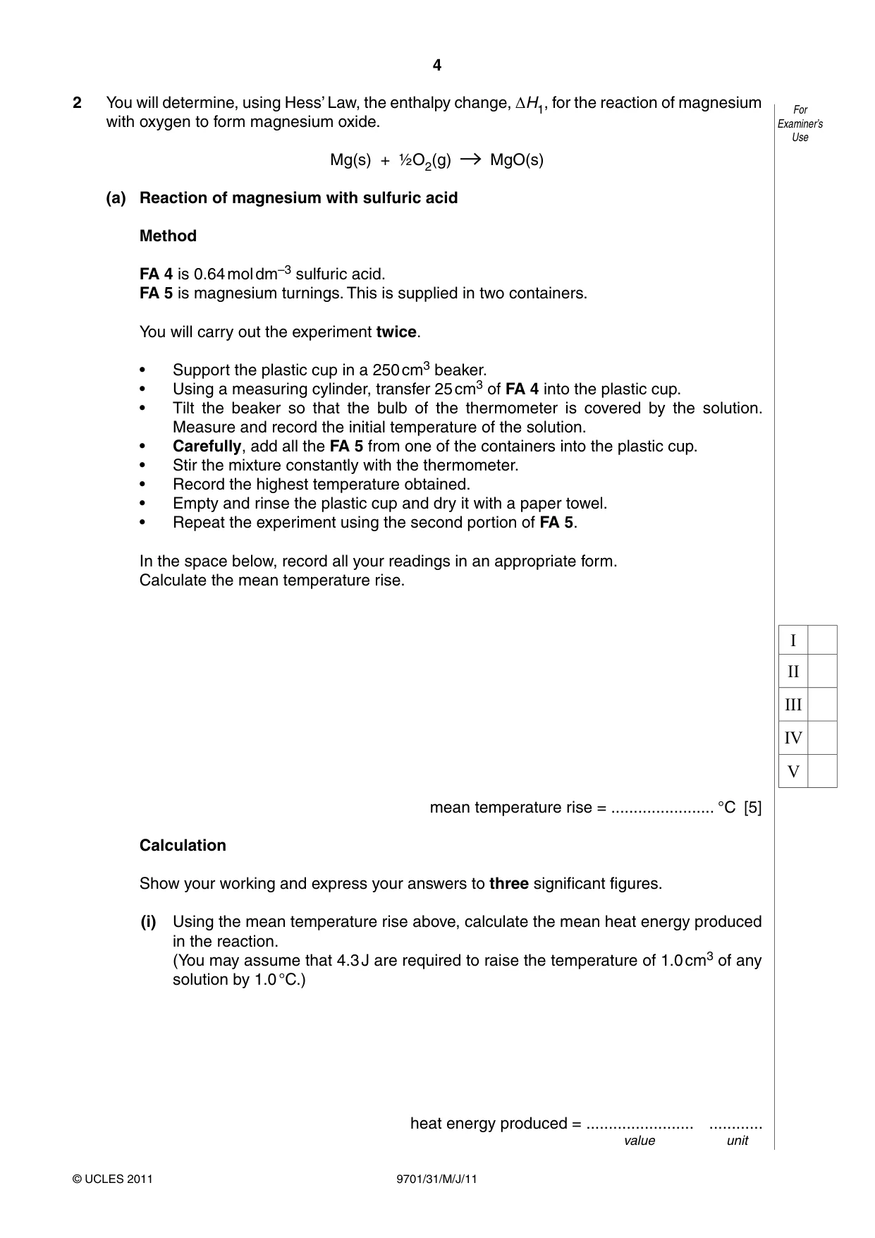 Cambridge A Level Chemistry 9701 2011 May/June Paper 3 · Variant 1 question paper, page 4 of 12