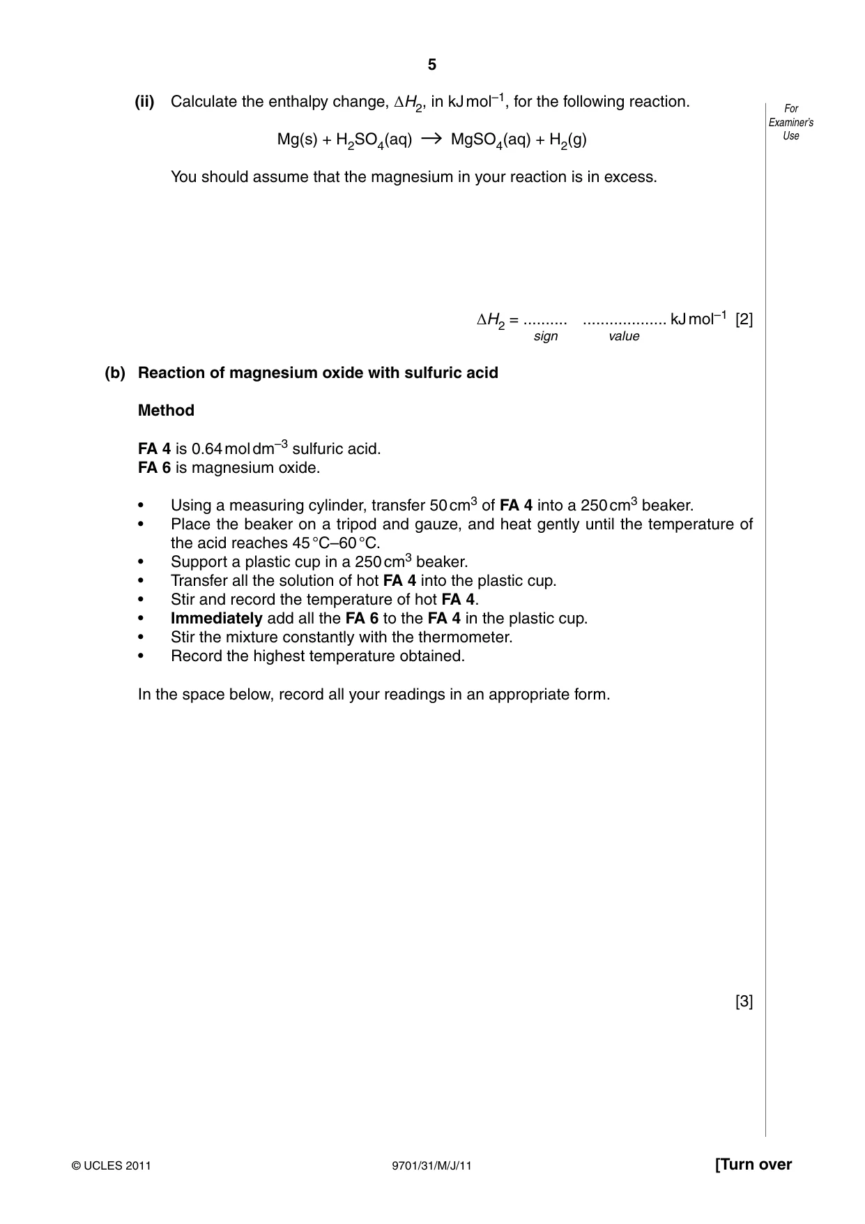 Cambridge A Level Chemistry 9701 2011 May/June Paper 3 · Variant 1 question paper, page 5 of 12