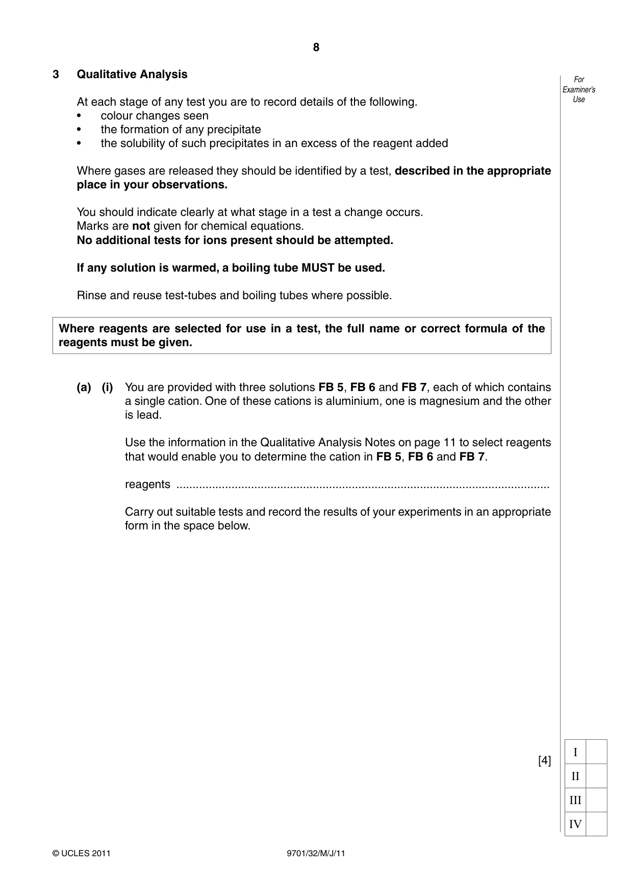 Cambridge A Level Chemistry 9701 2011 May/June Paper 3 · Variant 2 question paper, page 8 of 12