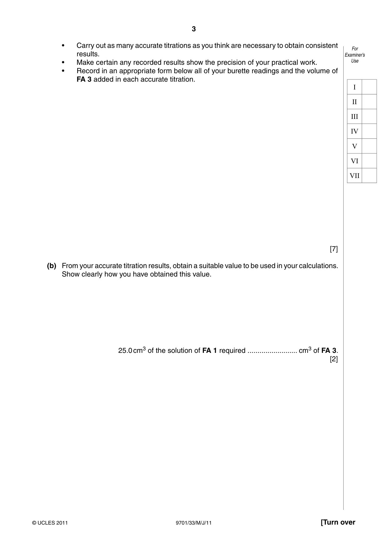 Cambridge A Level Chemistry 9701 2011 May/June Paper 3 · Variant 3 question paper, page 3 of 12