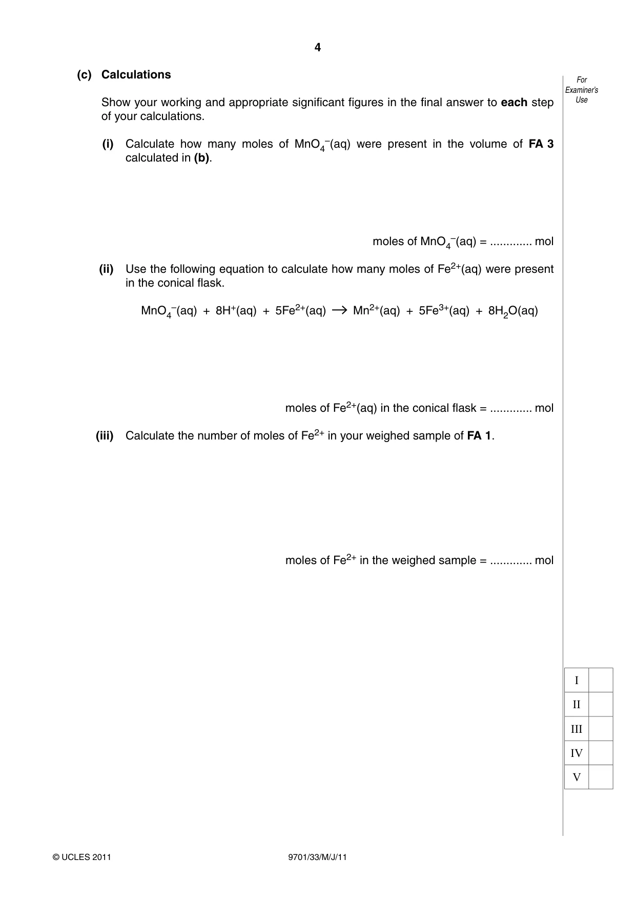 Cambridge A Level Chemistry 9701 2011 May/June Paper 3 · Variant 3 question paper, page 4 of 12