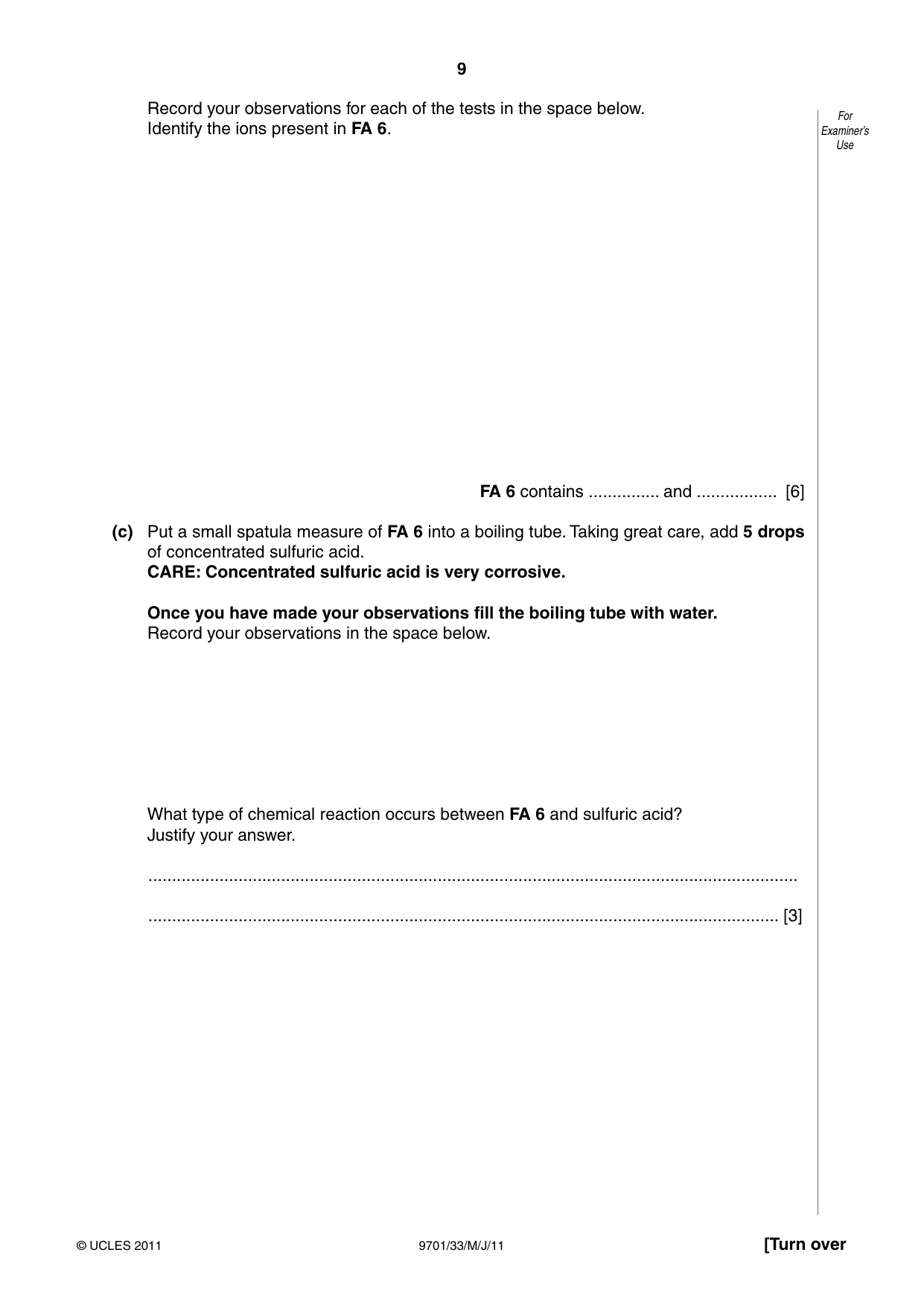 Cambridge A Level Chemistry 9701 2011 May/June Paper 3 · Variant 3 question paper, page 9 of 12