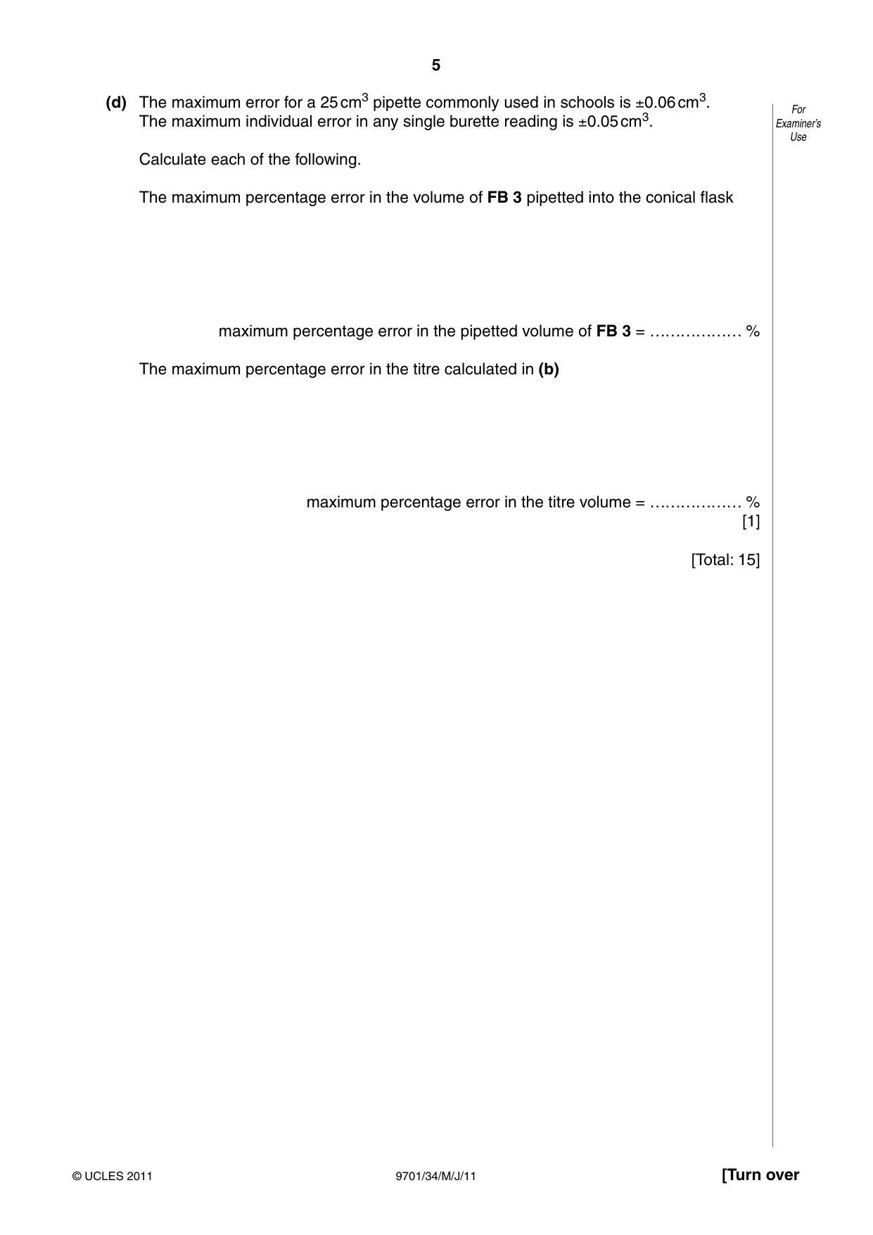 Cambridge A Level Chemistry 9701 2011 May/June Paper 3 · Variant 4 question paper, page 5 of 12