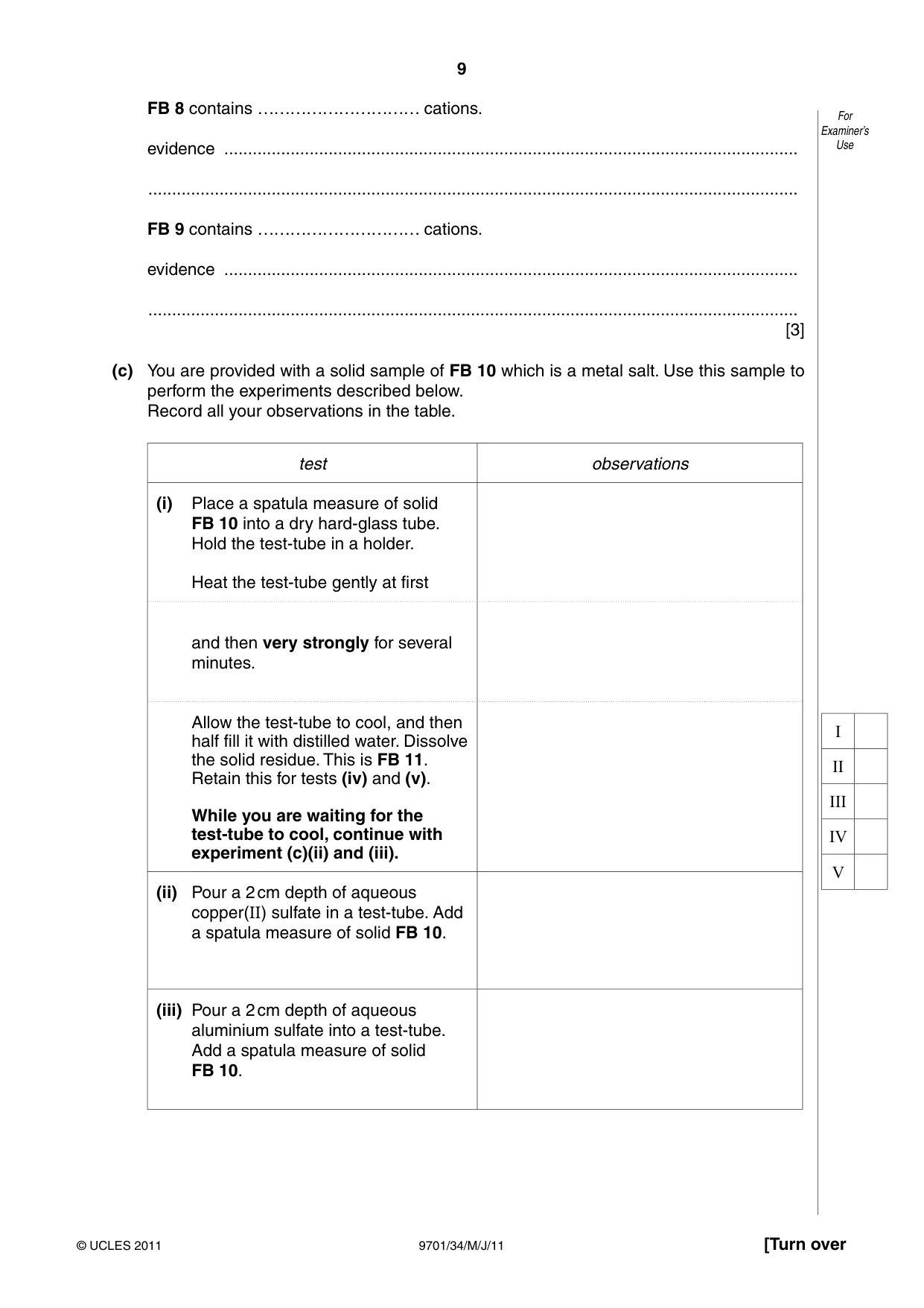 Cambridge A Level Chemistry 9701 2011 May/June Paper 3 · Variant 4 question paper, page 9 of 12