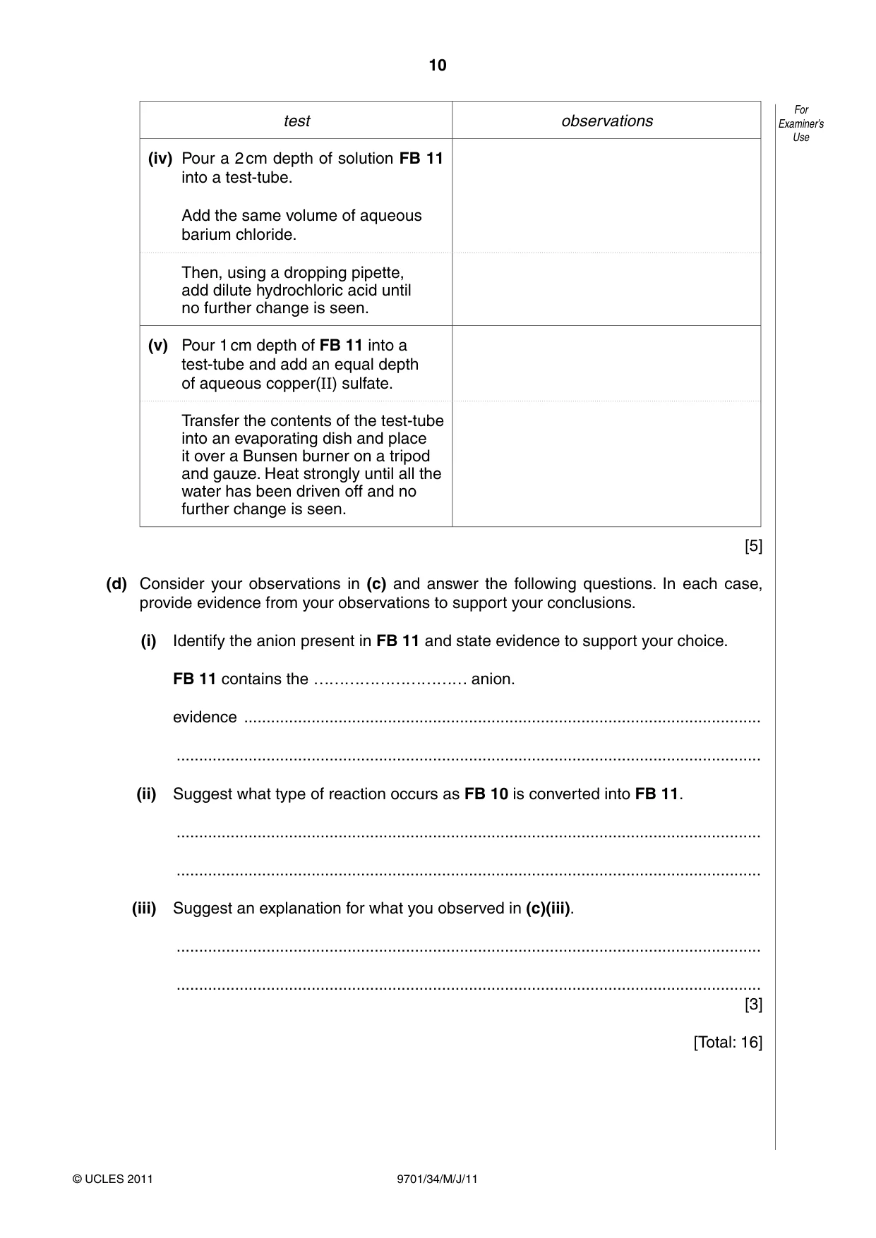 Cambridge A Level Chemistry 9701 2011 May/June Paper 3 · Variant 4 question paper, page 10 of 12