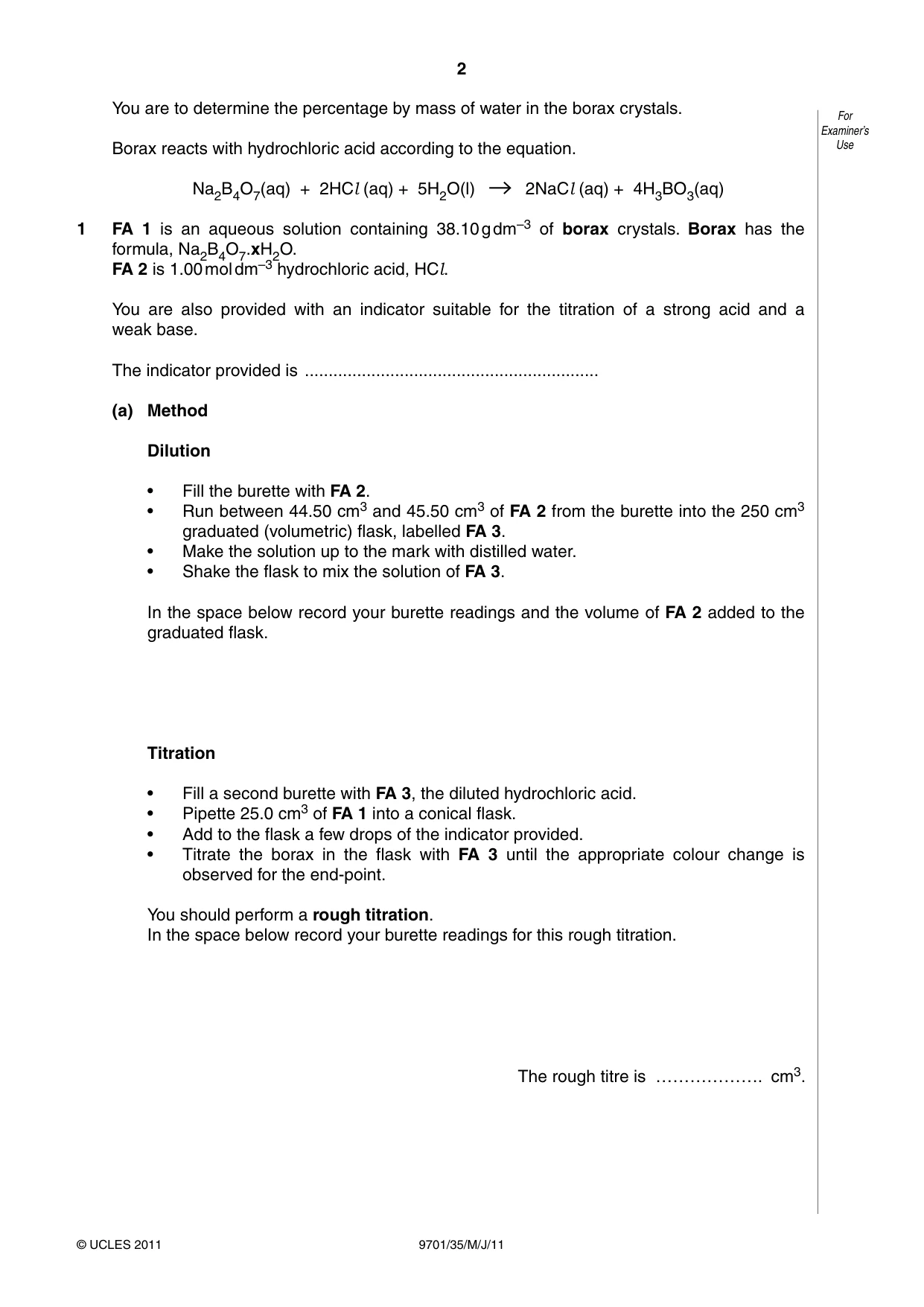 Cambridge A Level Chemistry 9701 2011 May/June Paper 3 · Variant 5 question paper, page 2 of 16