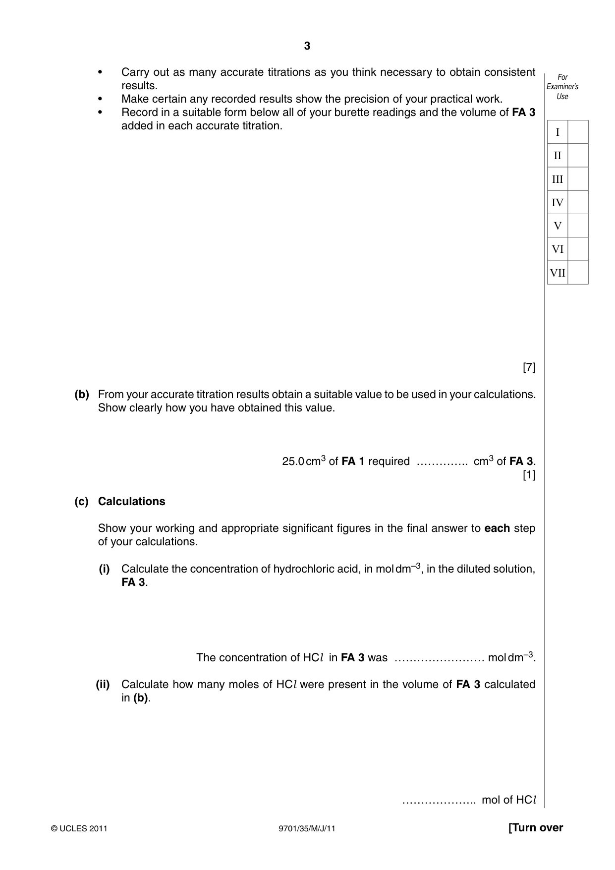 Cambridge A Level Chemistry 9701 2011 May/June Paper 3 · Variant 5 question paper, page 3 of 16