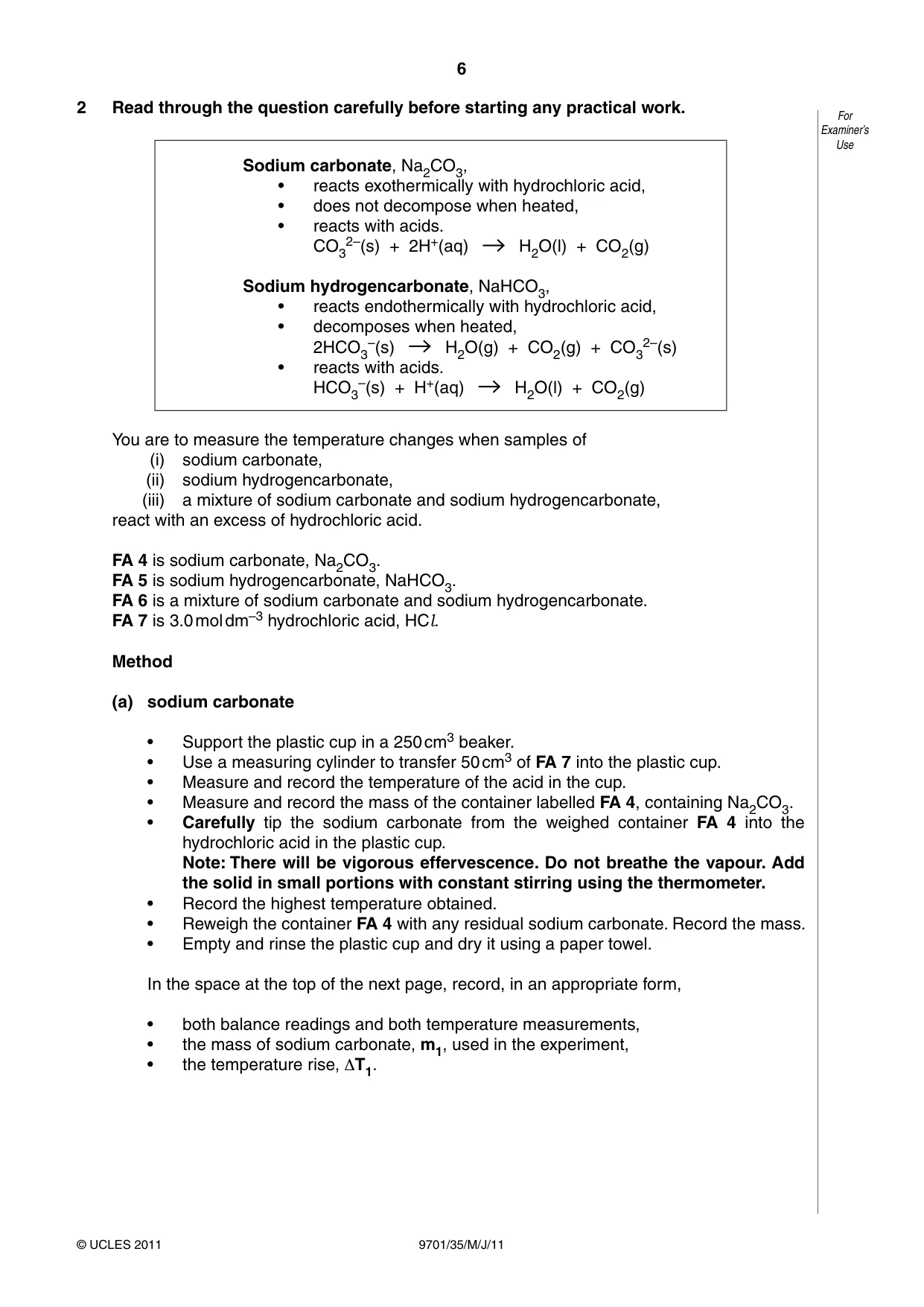 Cambridge A Level Chemistry 9701 2011 May/June Paper 3 · Variant 5 question paper, page 6 of 16
