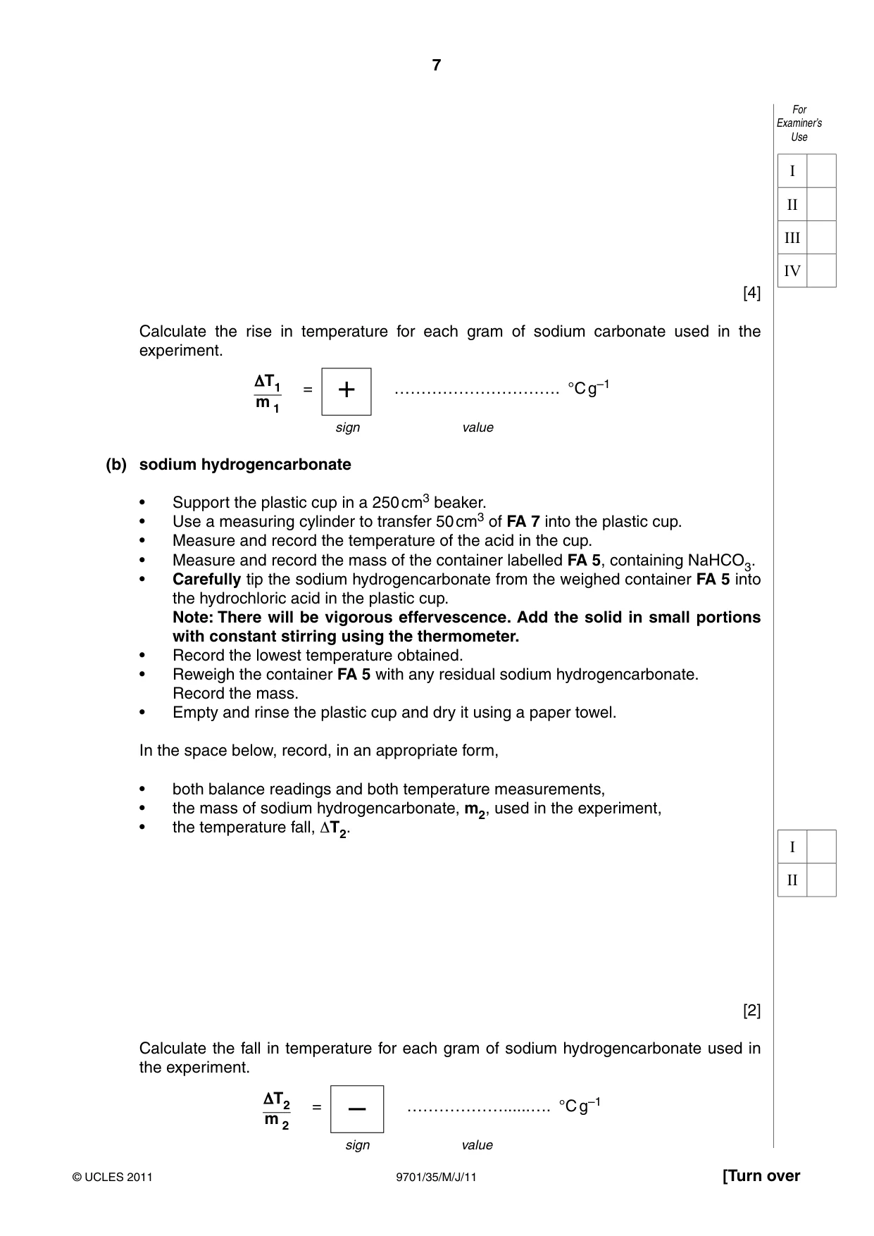 Cambridge A Level Chemistry 9701 2011 May/June Paper 3 · Variant 5 question paper, page 7 of 16