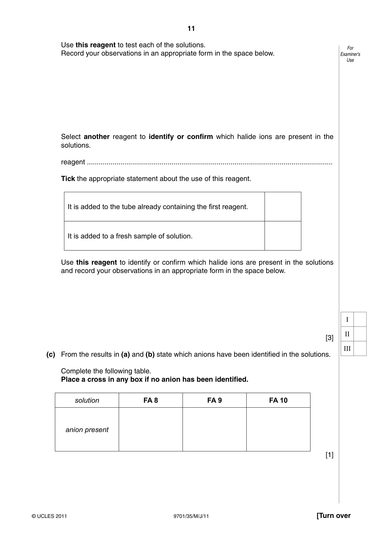 Cambridge A Level Chemistry 9701 2011 May/June Paper 3 · Variant 5 question paper, page 11 of 16