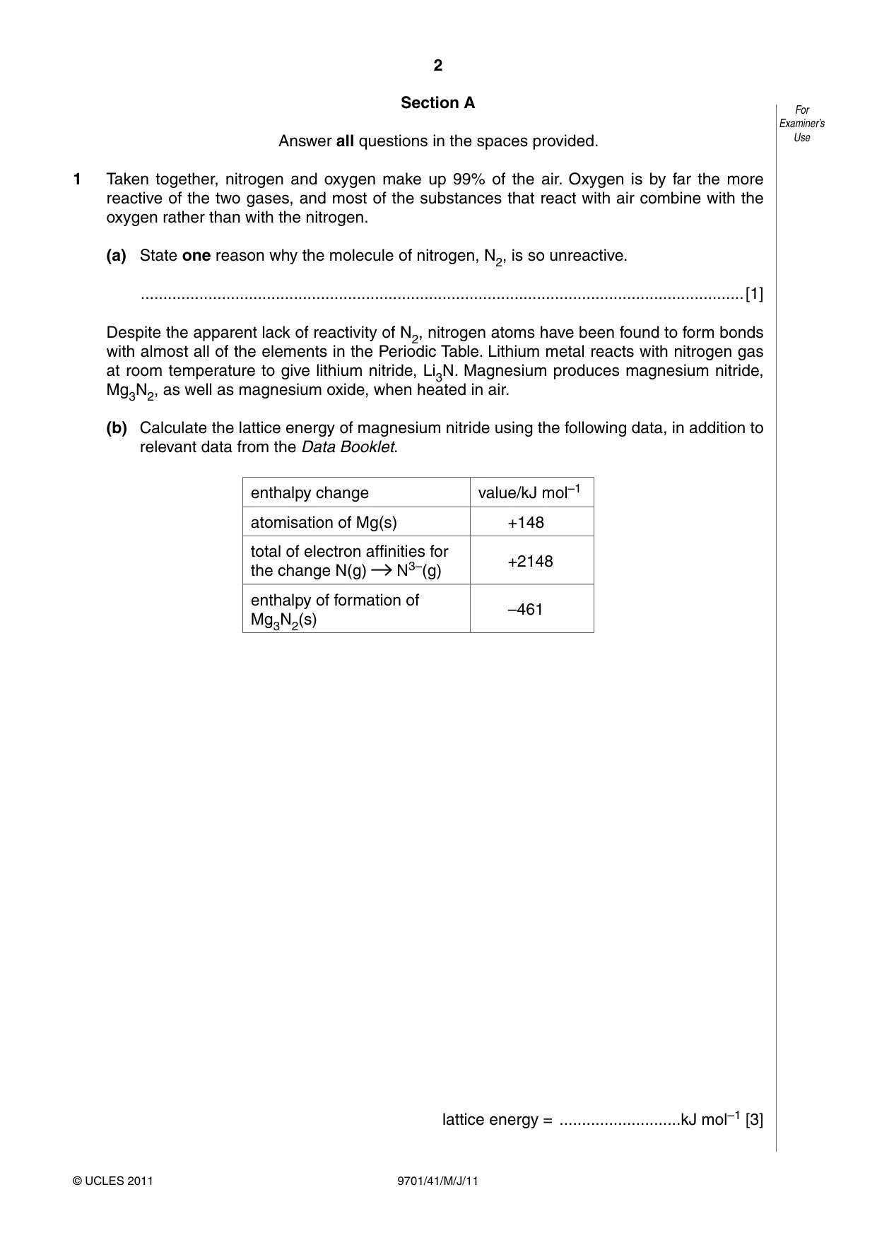 Cambridge A Level Chemistry 9701 2011 May/June Paper 4 · Variant 1 question paper, page 2 of 20