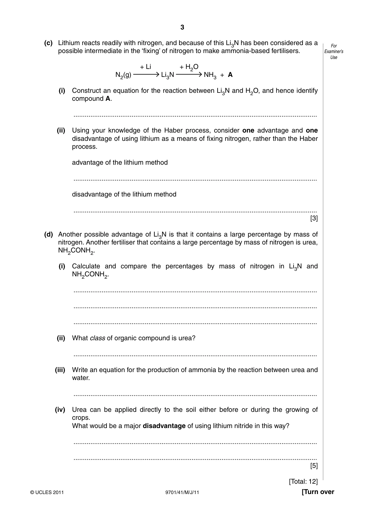 Cambridge A Level Chemistry 9701 2011 May/June Paper 4 · Variant 1 question paper, page 3 of 20