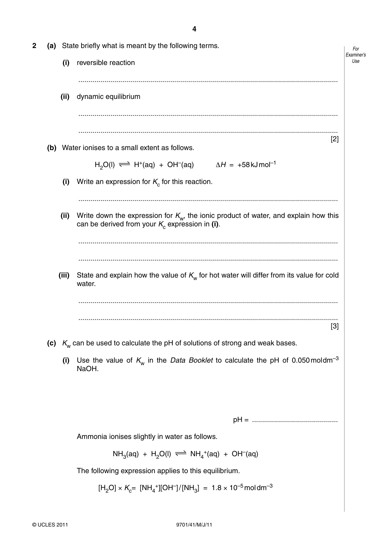 Cambridge A Level Chemistry 9701 2011 May/June Paper 4 · Variant 1 question paper, page 4 of 20