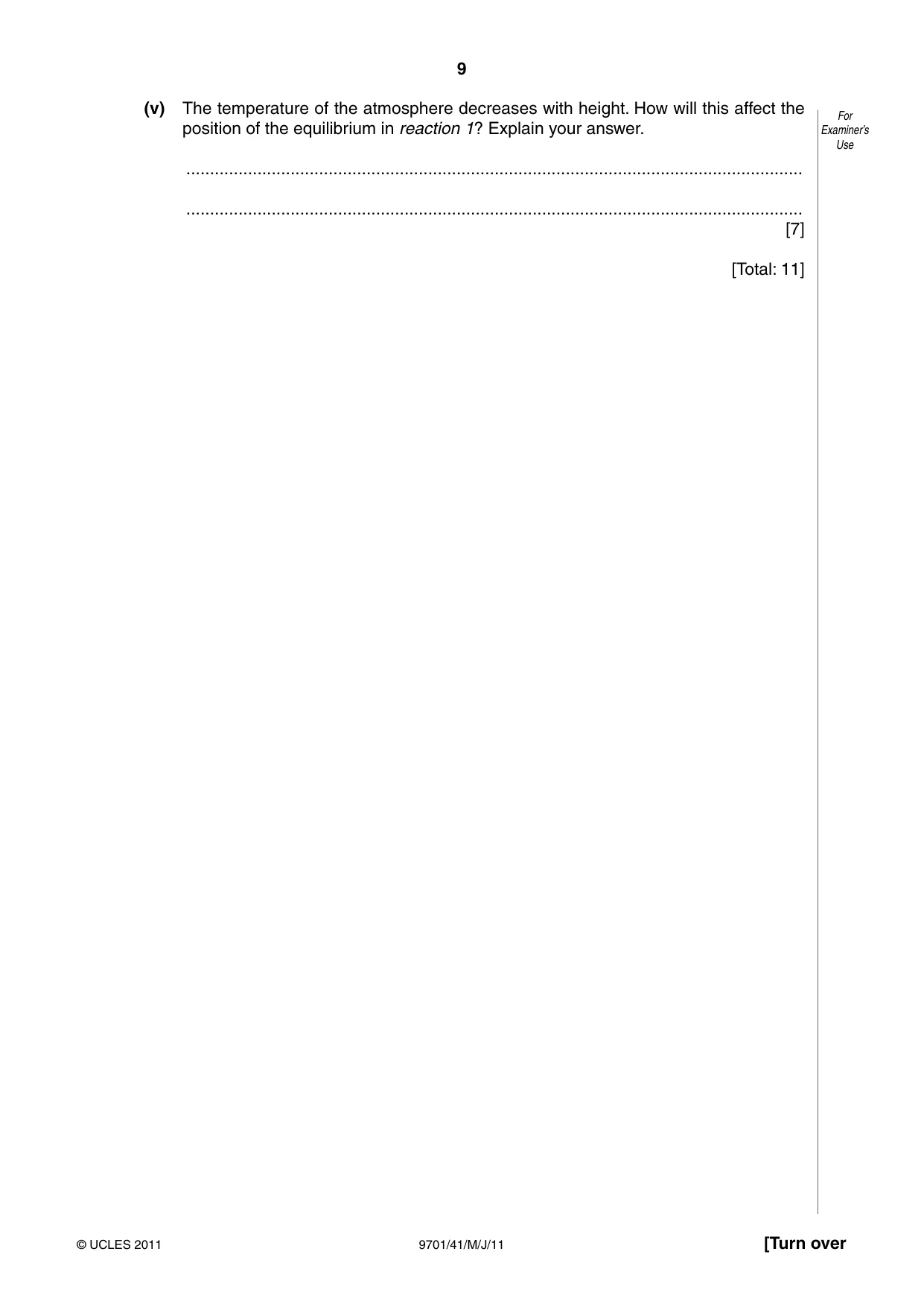 Cambridge A Level Chemistry 9701 2011 May/June Paper 4 · Variant 1 question paper, page 9 of 20