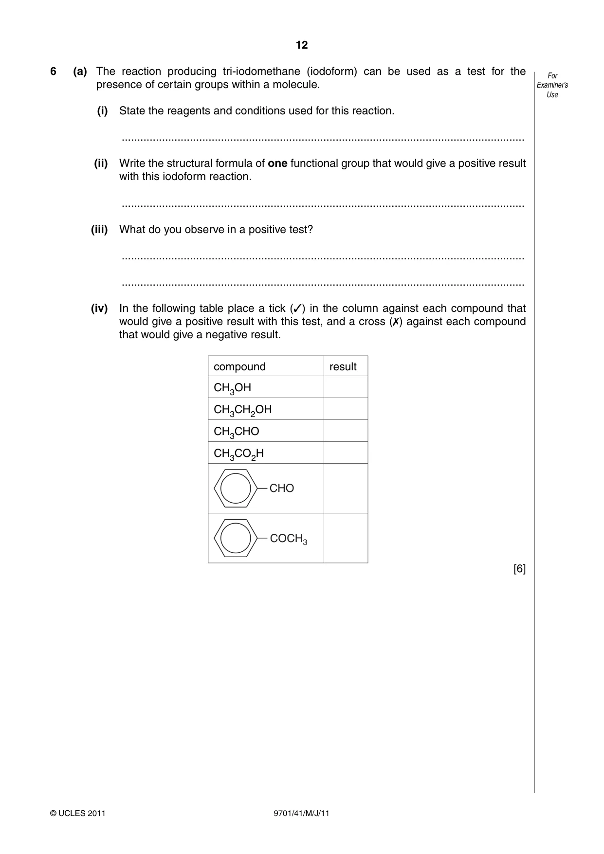Cambridge A Level Chemistry 9701 2011 May/June Paper 4 · Variant 1 question paper, page 12 of 20