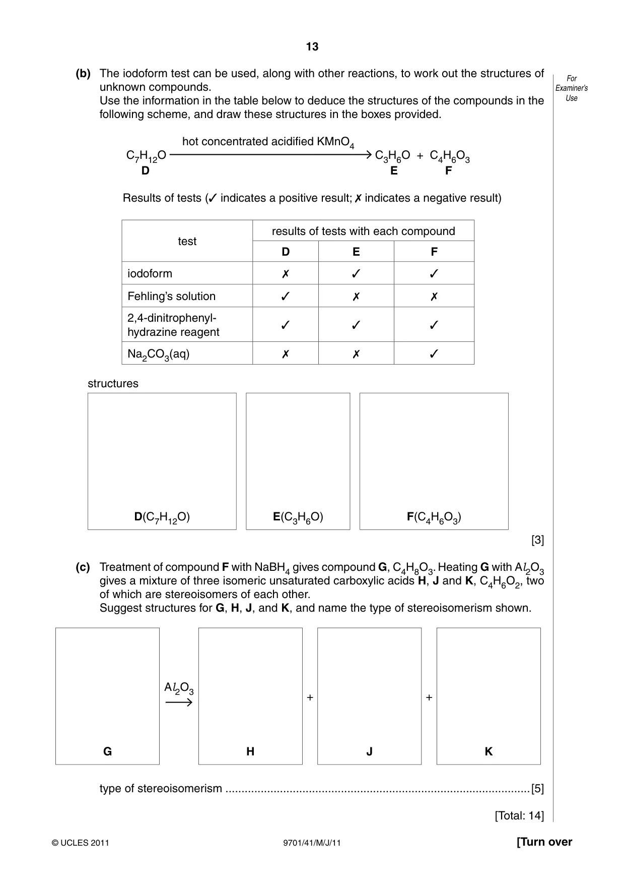 Cambridge A Level Chemistry 9701 2011 May/June Paper 4 · Variant 1 question paper, page 13 of 20