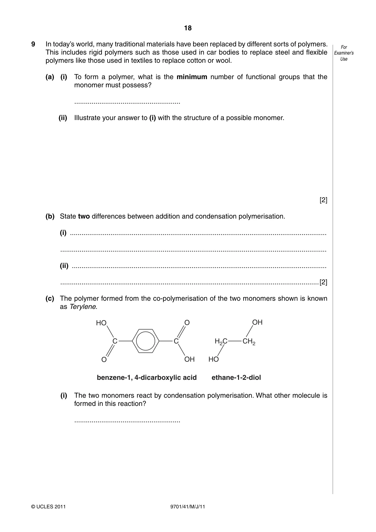 Cambridge A Level Chemistry 9701 2011 May/June Paper 4 · Variant 1 question paper, page 18 of 20