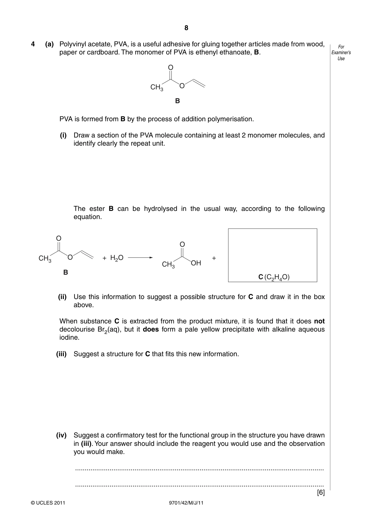 Cambridge A Level Chemistry 9701 2011 May/June Paper 4 · Variant 2 question paper, page 8 of 20