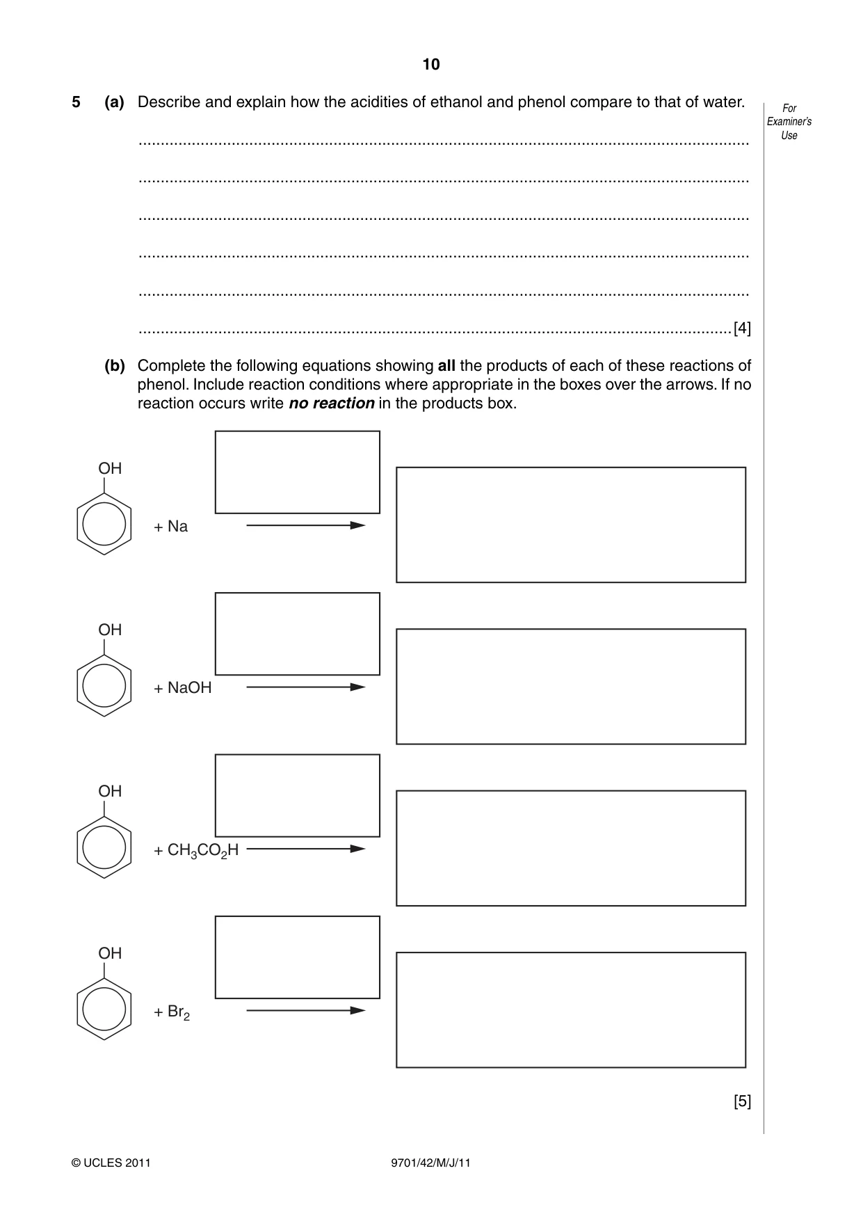 Cambridge A Level Chemistry 9701 2011 May/June Paper 4 · Variant 2 question paper, page 10 of 20