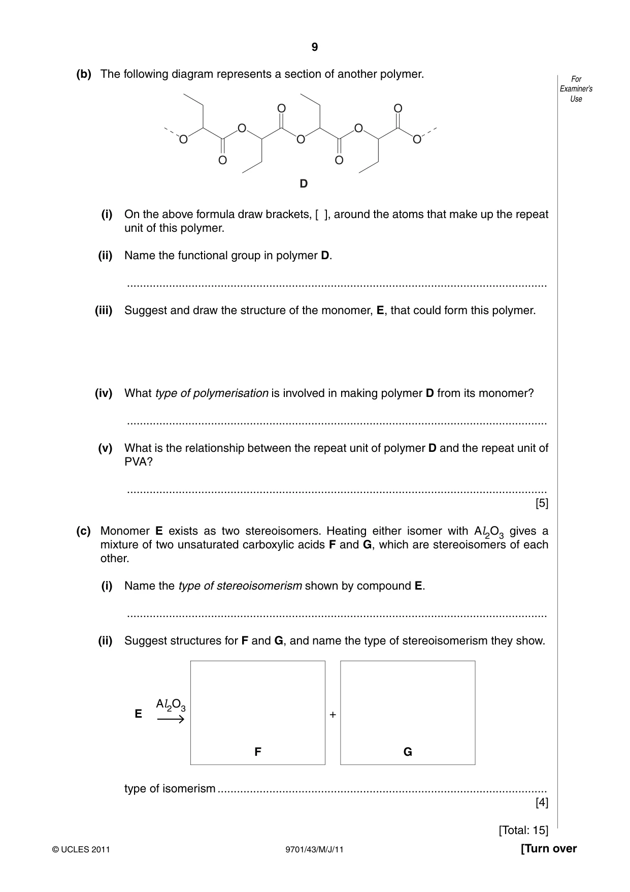 Cambridge A Level Chemistry 9701 2011 May/June Paper 4 · Variant 3 question paper, page 9 of 20