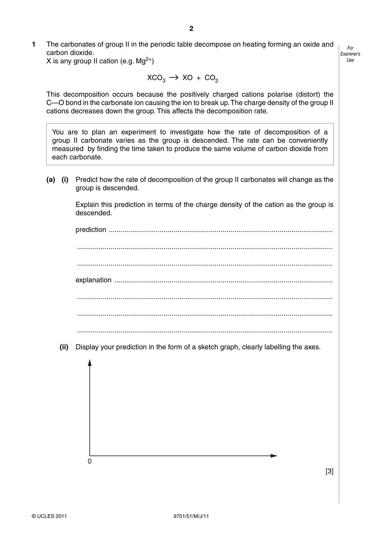 Cambridge A Level Chemistry 9701 2011 May/June Paper 5 · Variant 1 question paper, page 2 of 8