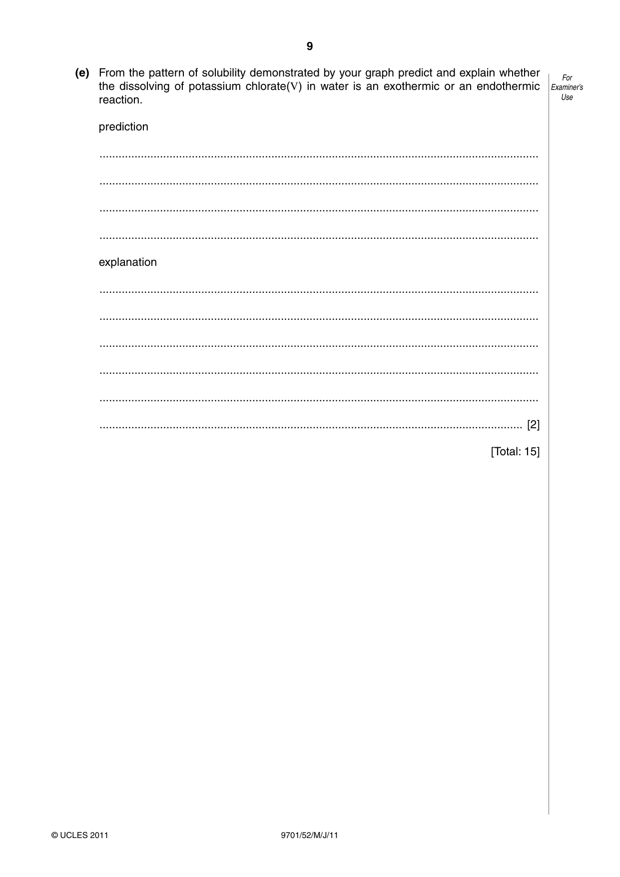 Cambridge A Level Chemistry 9701 2011 May/June Paper 5 · Variant 2 question paper, page 9 of 12