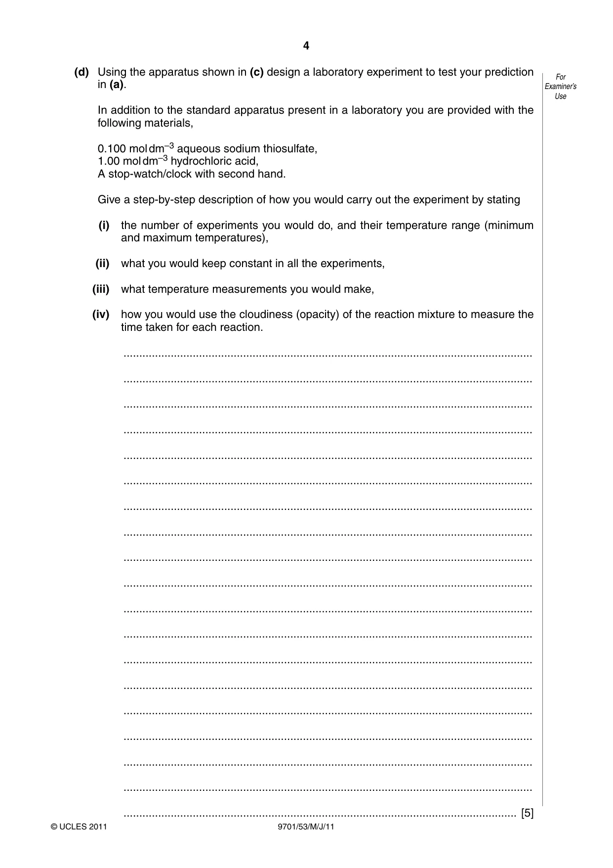 Cambridge A Level Chemistry 9701 2011 May/June Paper 5 · Variant 3 question paper, page 4 of 12