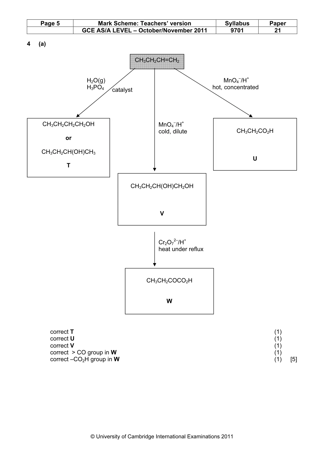 Mark scheme, page 5 of 7