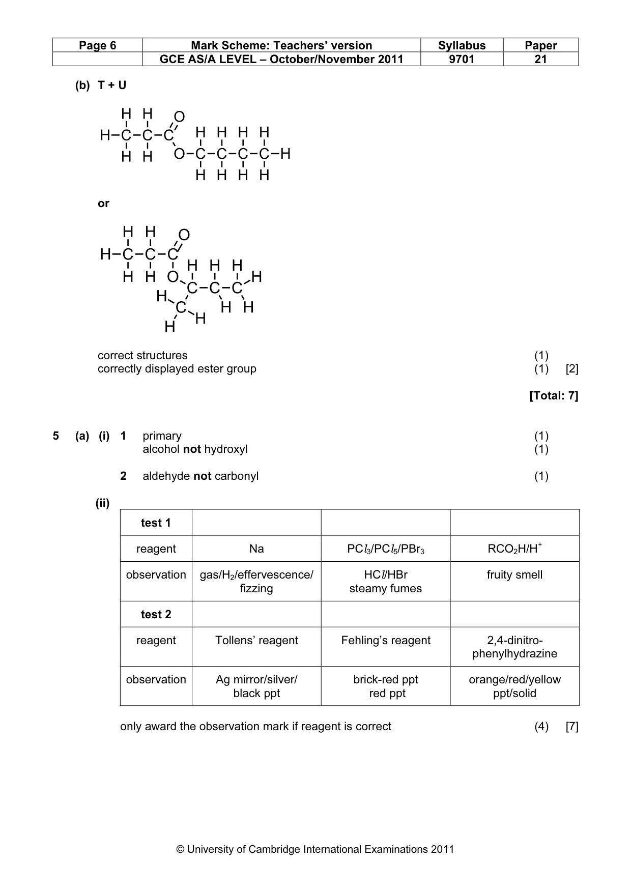 Mark scheme, page 6 of 7