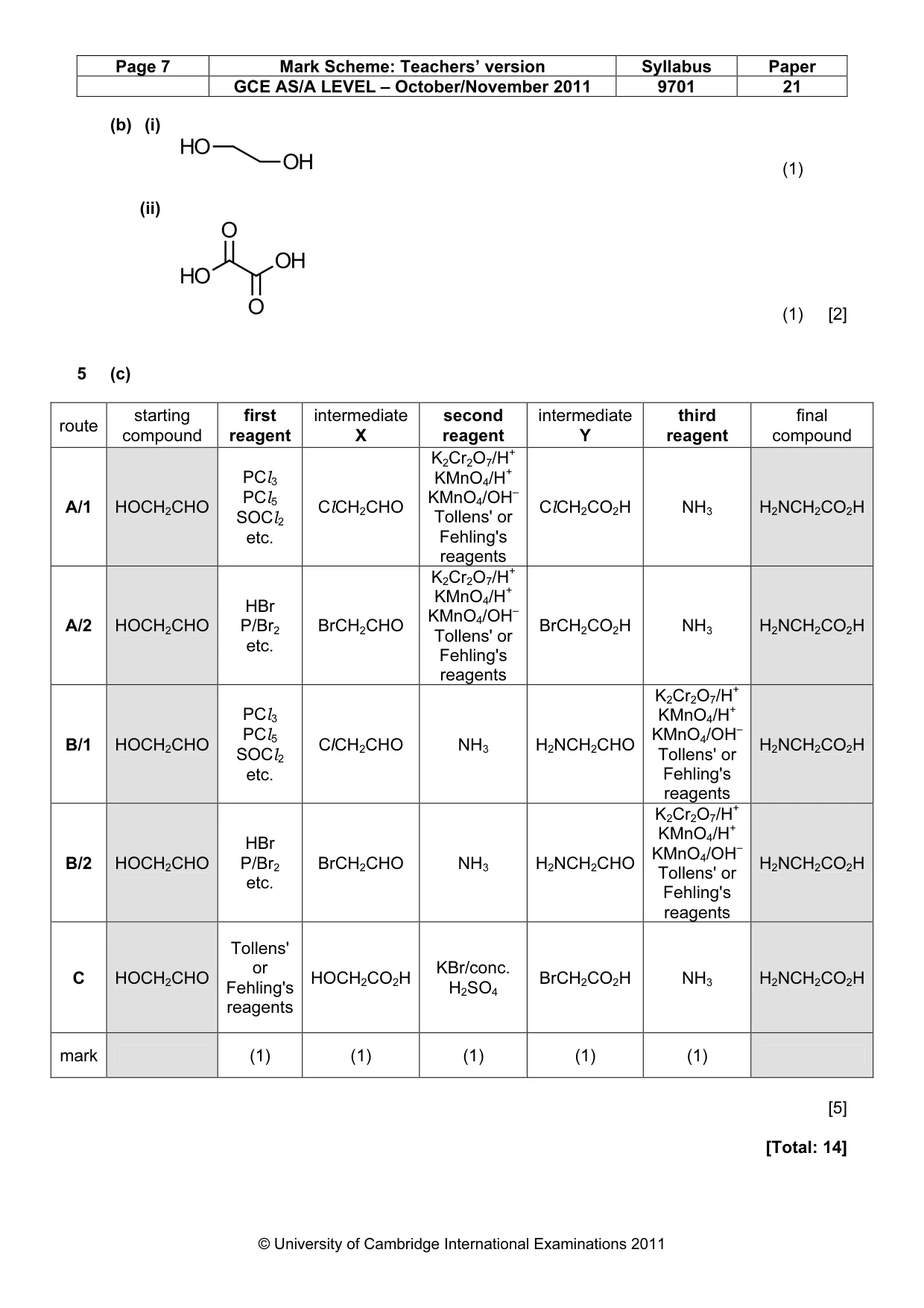 Mark scheme, page 7 of 7