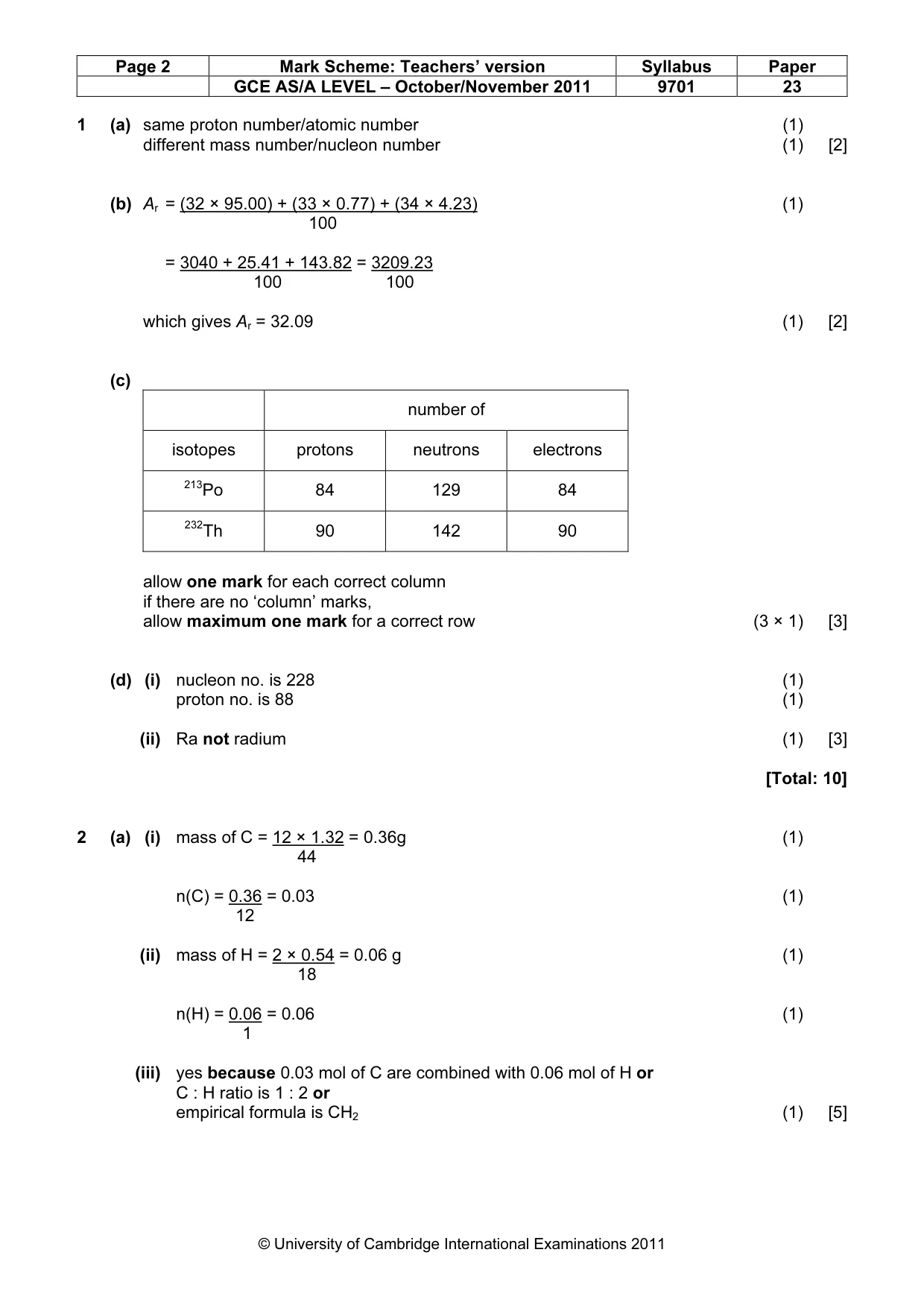 Mark scheme, page 2 of 6
