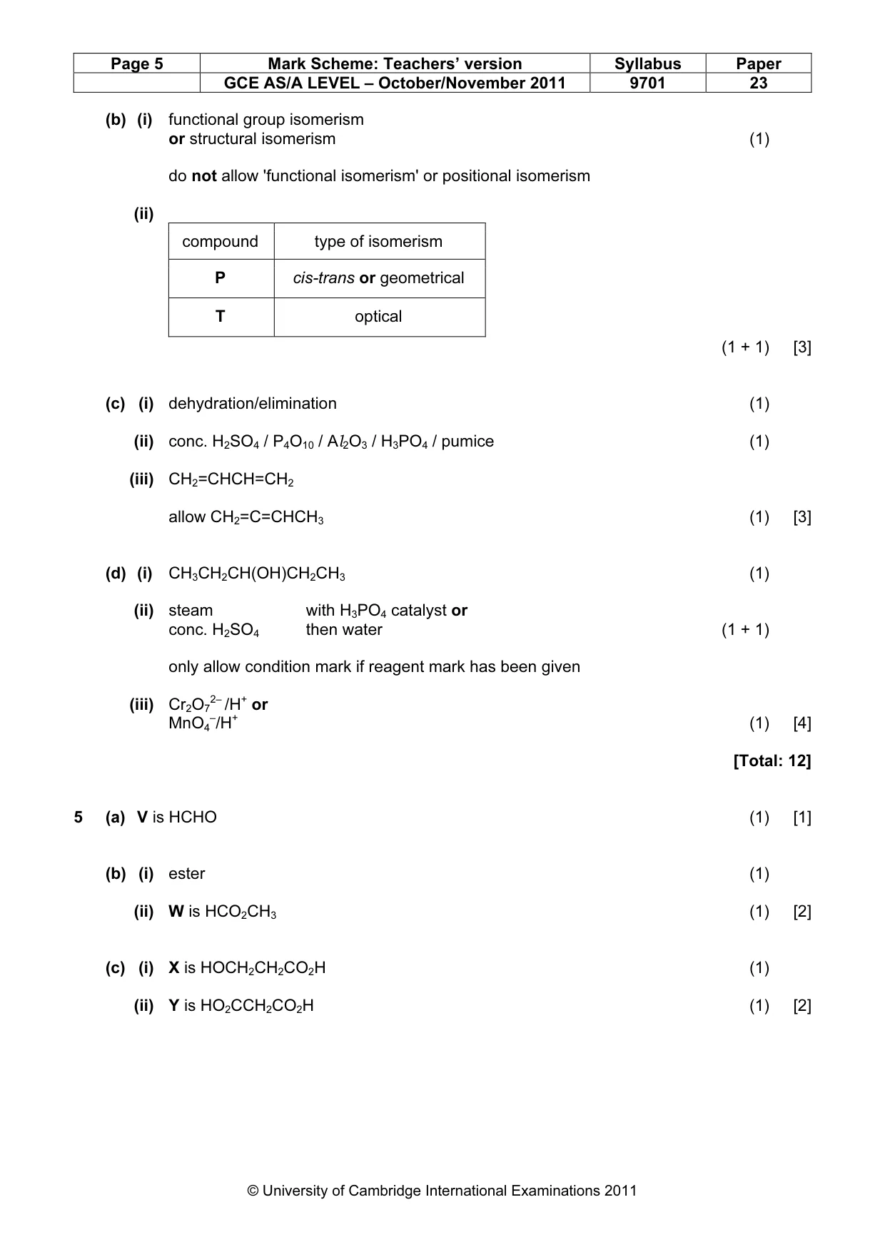 Mark scheme, page 5 of 6