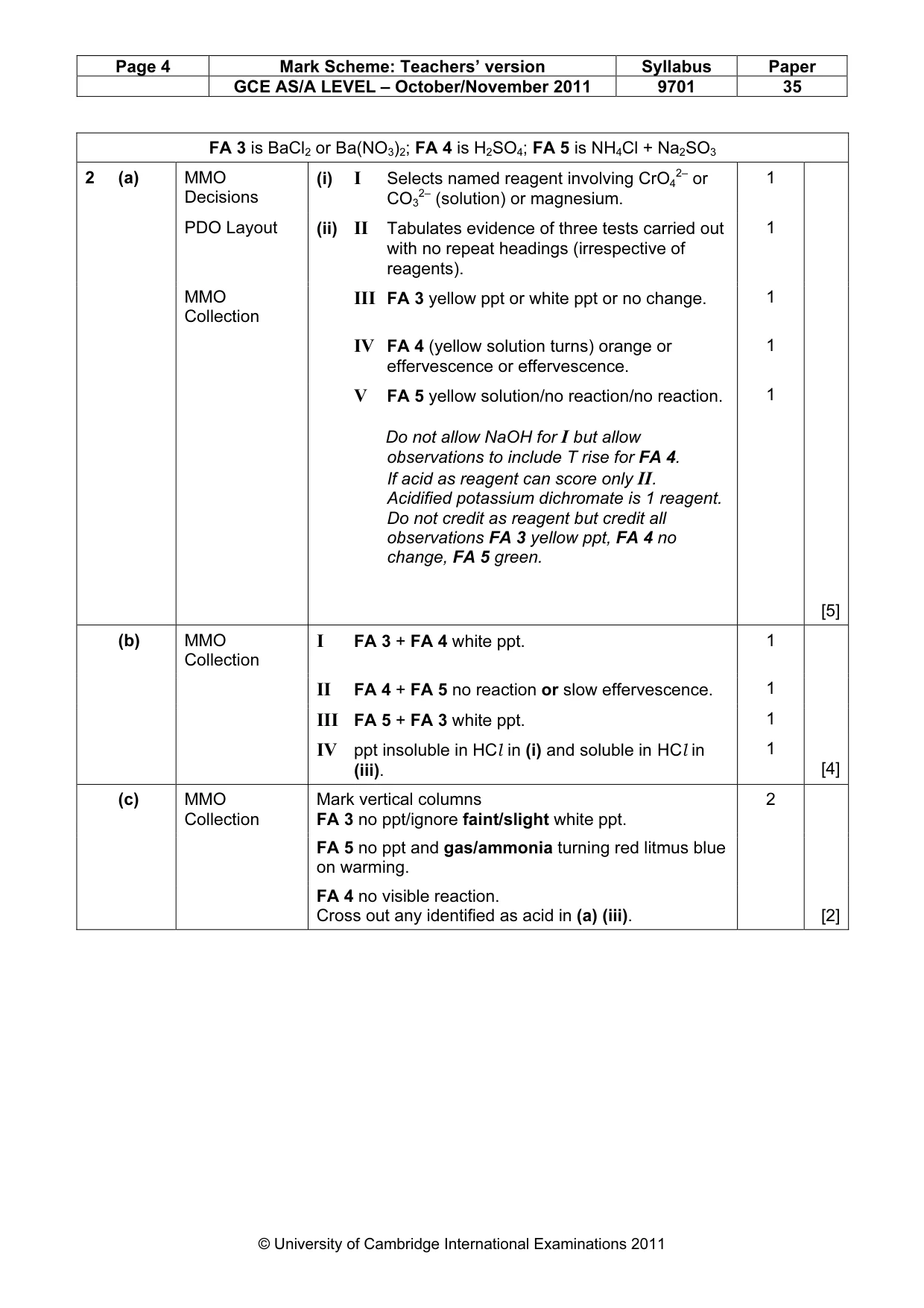 Mark scheme, page 4 of 5